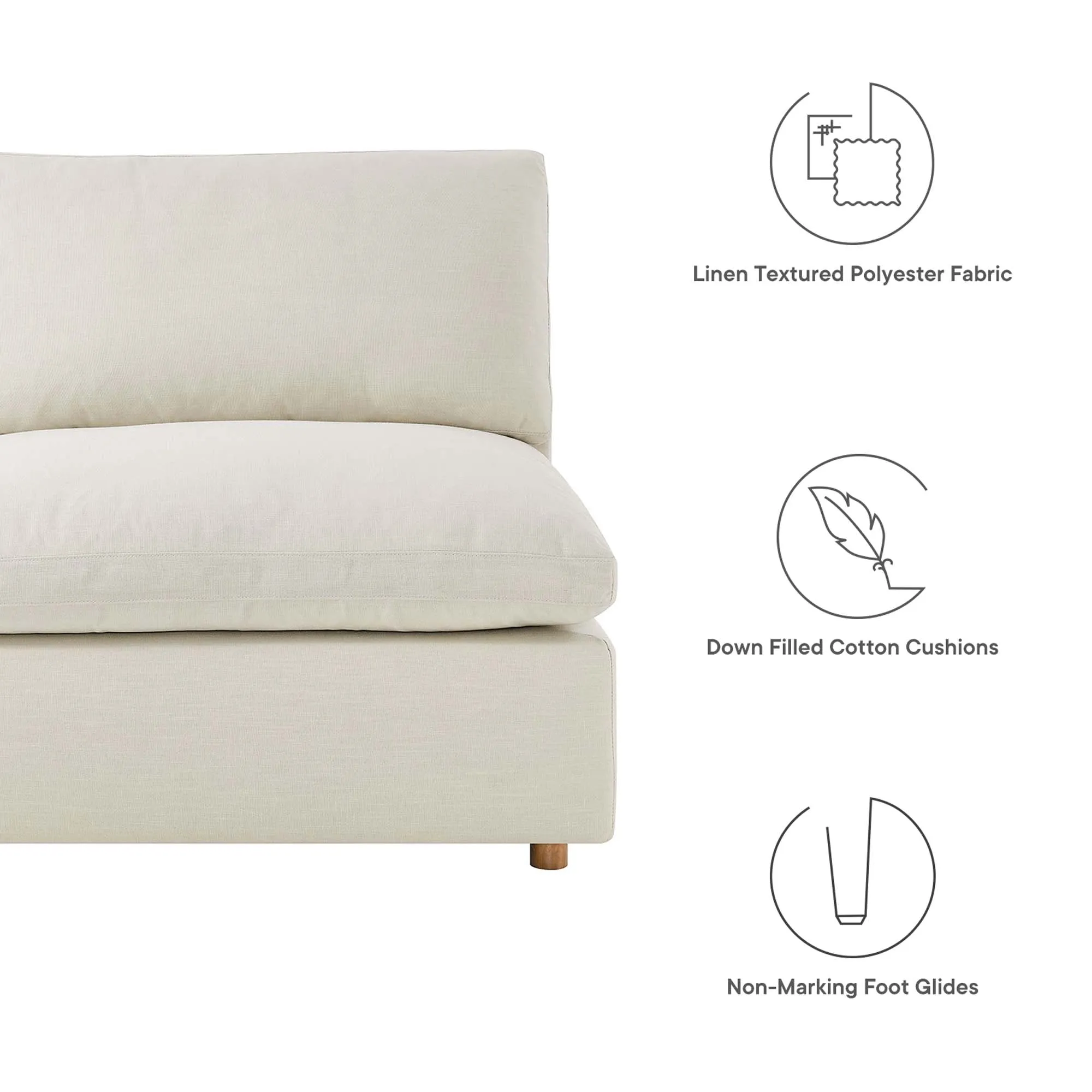 Commix 5-Piece Down Filled Overstuffed Armless Sectional Sofa by Modway