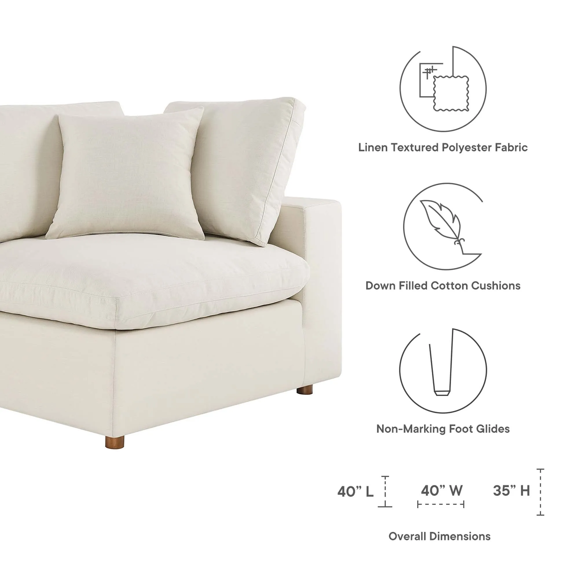 Commix 5-Piece Down Filled Overstuffed Armless Sectional Sofa by Modway