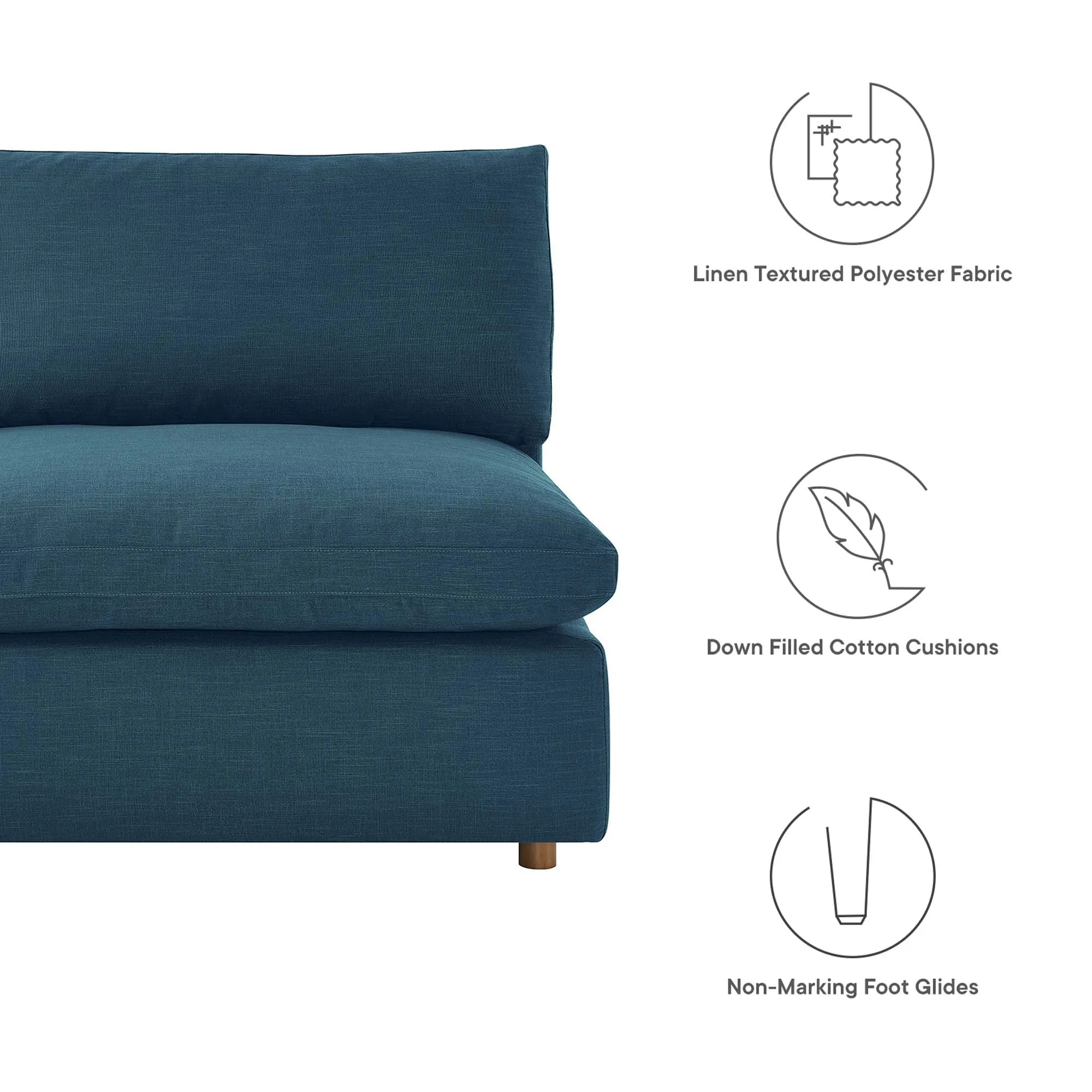 Commix 5-Piece Down Filled Overstuffed Armless Sectional Sofa by Modway