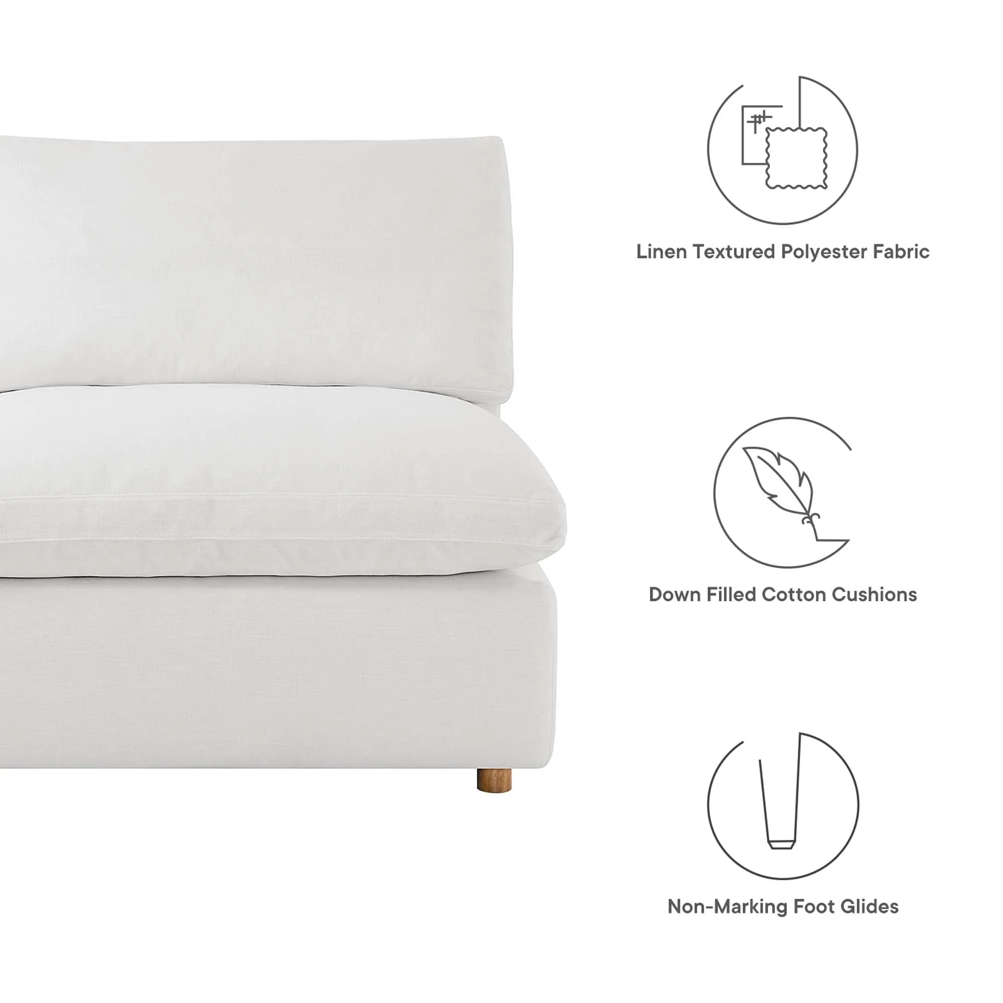 Commix 5-Piece Down Filled Overstuffed Armless Sectional Sofa by Modway