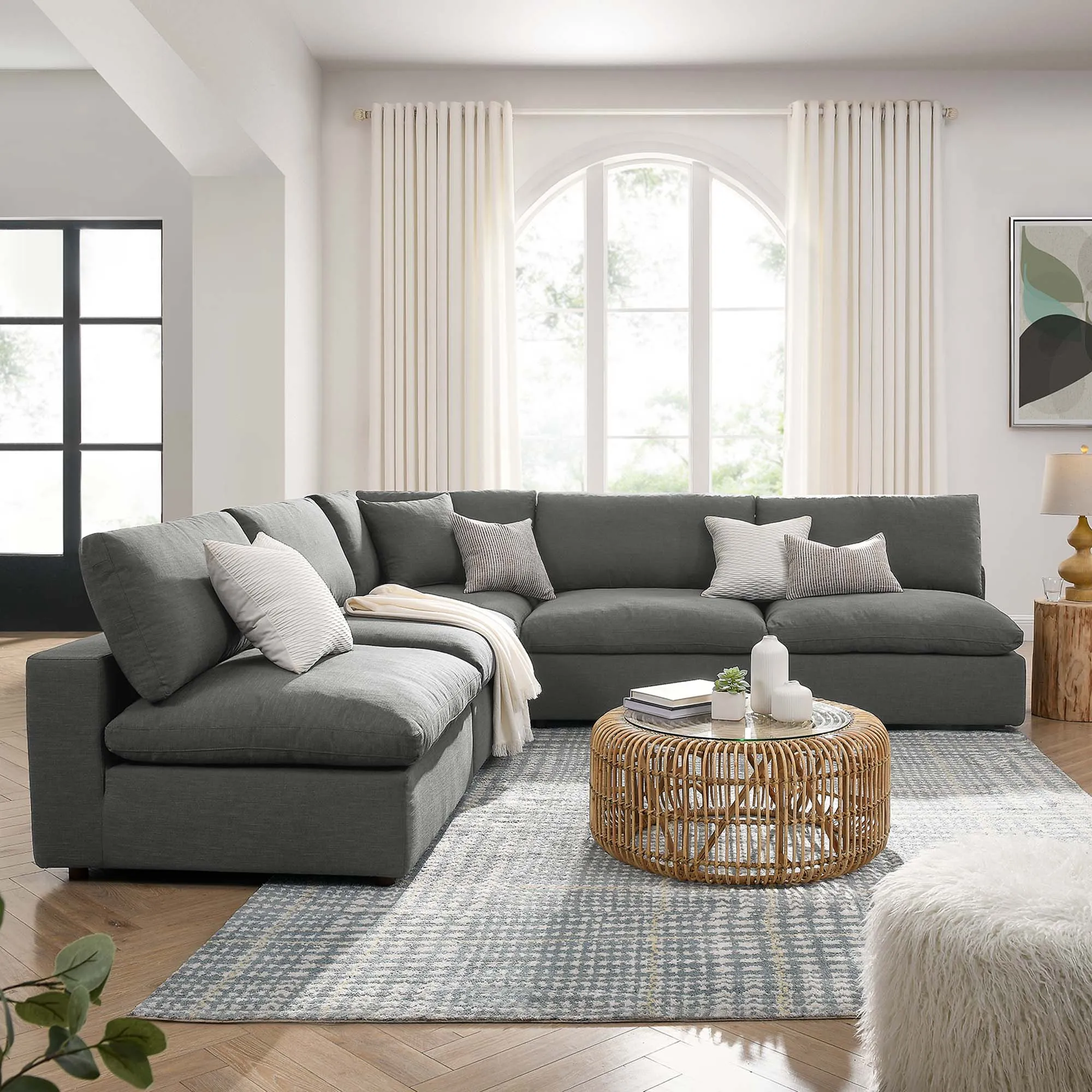Commix 5-Piece Down Filled Overstuffed Armless Sectional Sofa by Modway
