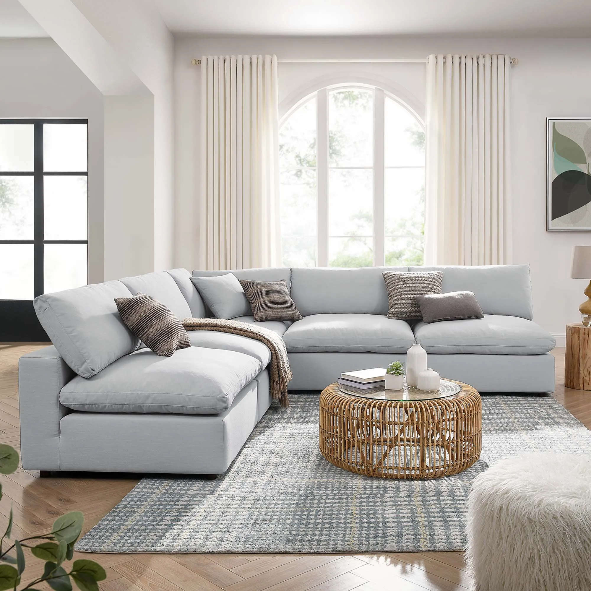 Commix 5-Piece Down Filled Overstuffed Armless Sectional Sofa by Modway