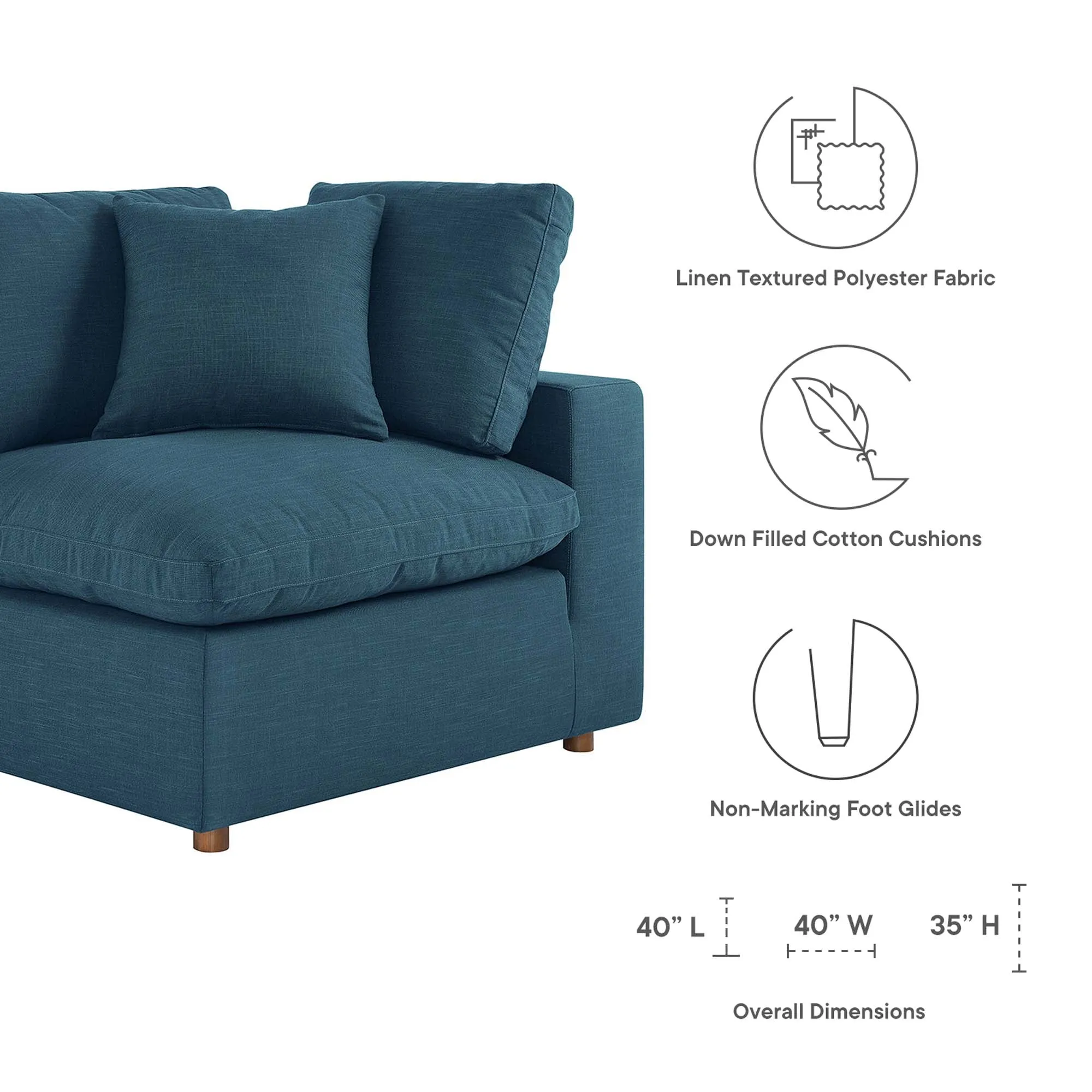 Commix 5-Piece Down Filled Overstuffed Armless Sectional Sofa by Modway