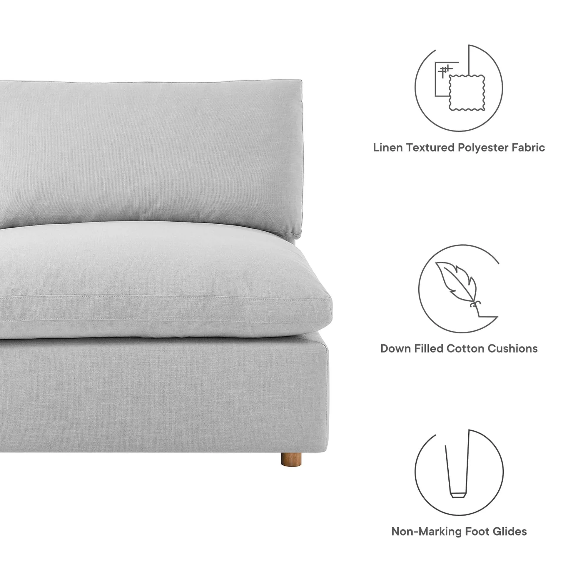 Commix 5-Piece Down Filled Overstuffed Armless Sectional Sofa by Modway
