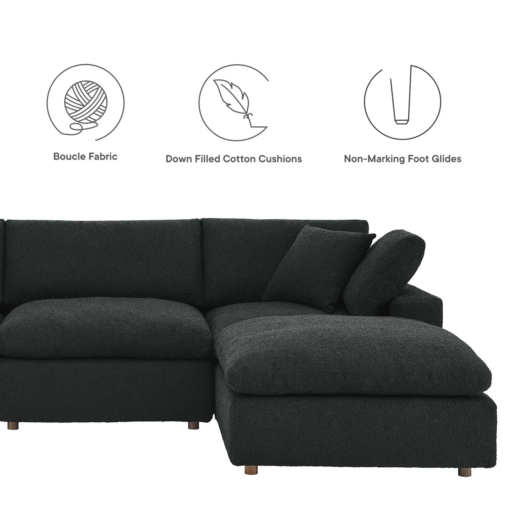 Commix 5-Piece Down Filled Overstuffed Boucle Fabric Sectional Sofa by Modway