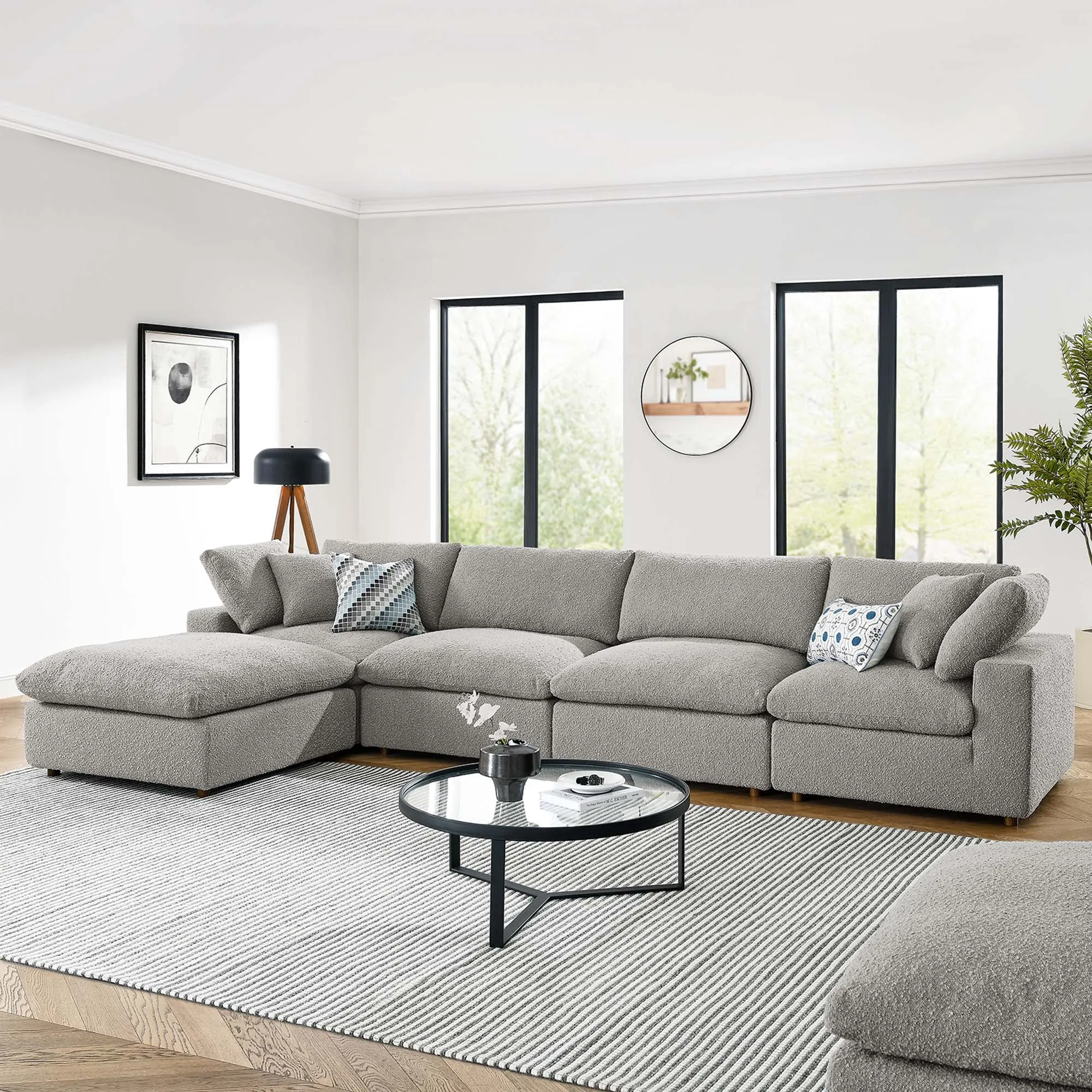 Commix 5-Piece Down Filled Overstuffed Boucle Fabric Sectional Sofa by Modway