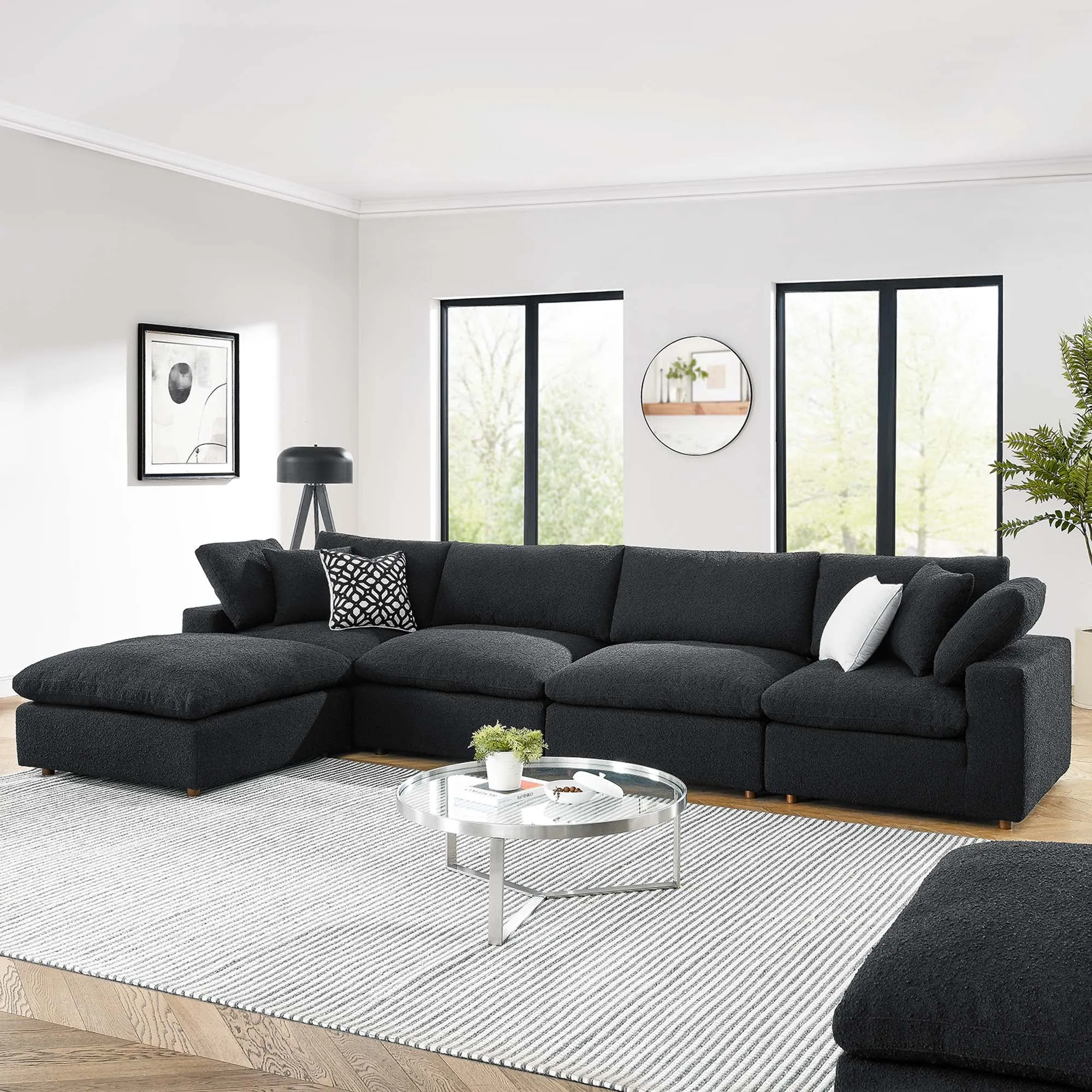 Commix 5-Piece Down Filled Overstuffed Boucle Fabric Sectional Sofa by Modway