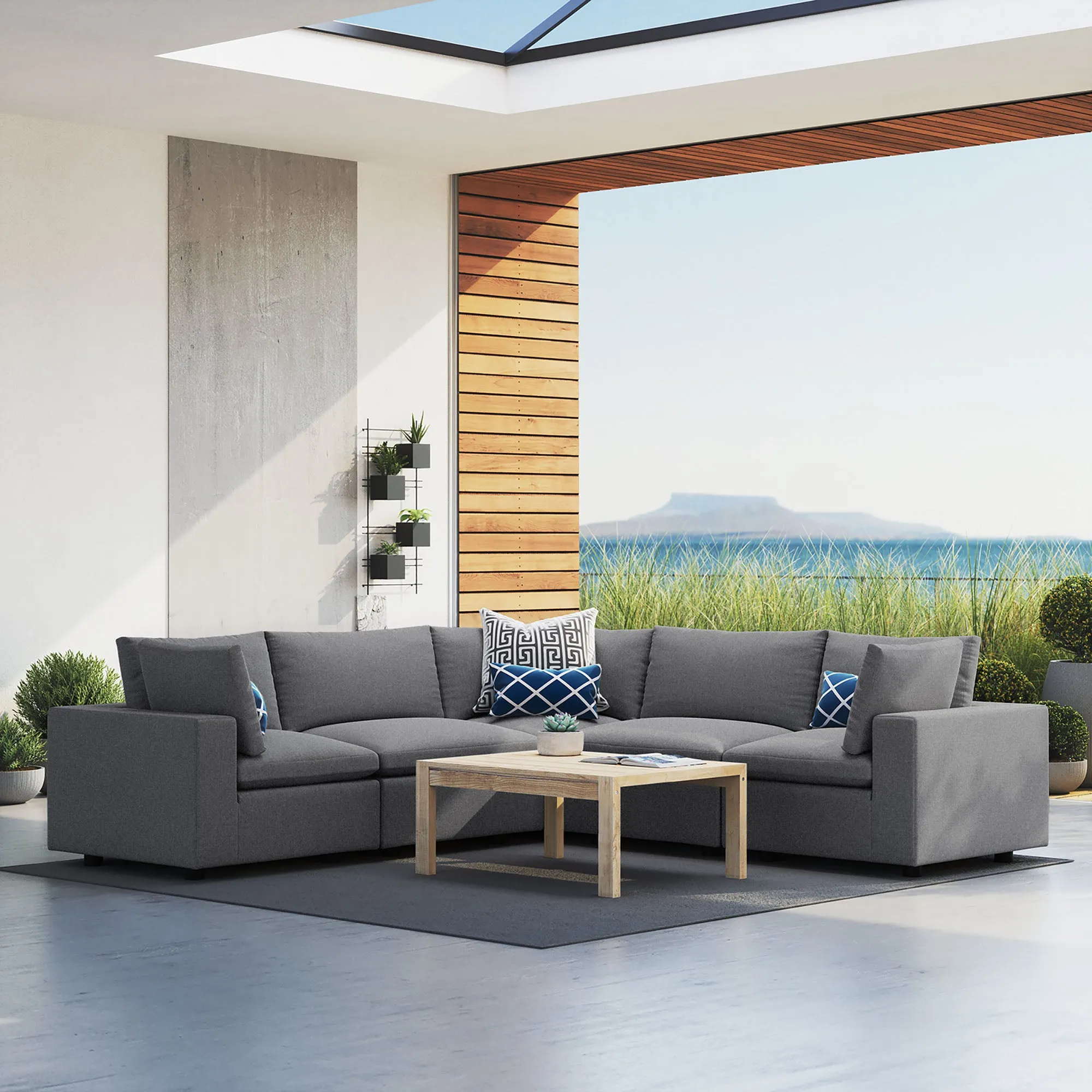 Commix 5-Piece Sunbrella® Outdoor Patio Sectional Sofa by Modway