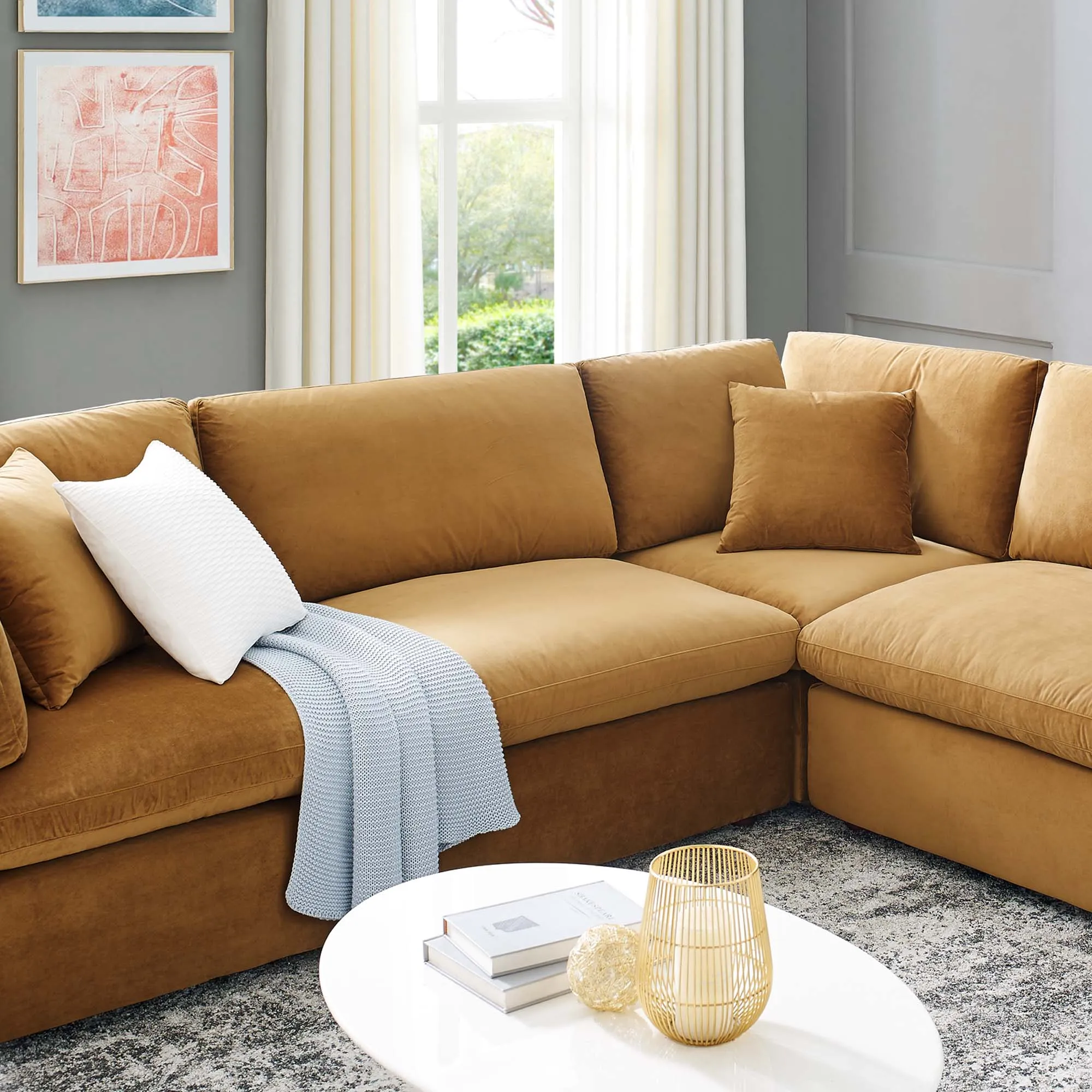 Commix 8-Piece Down Filled Overstuffed Performance Velvet Sectional Sofa by Modway
