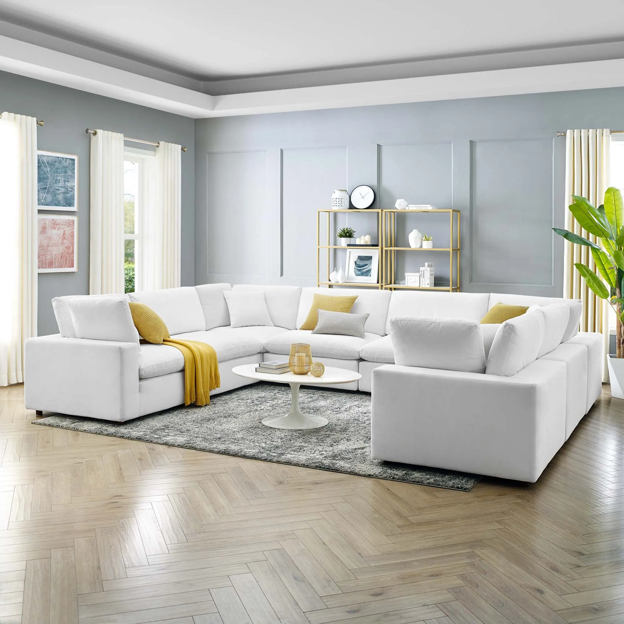 Commix 8-Piece Down Filled Overstuffed Performance Velvet Sectional Sofa by Modway