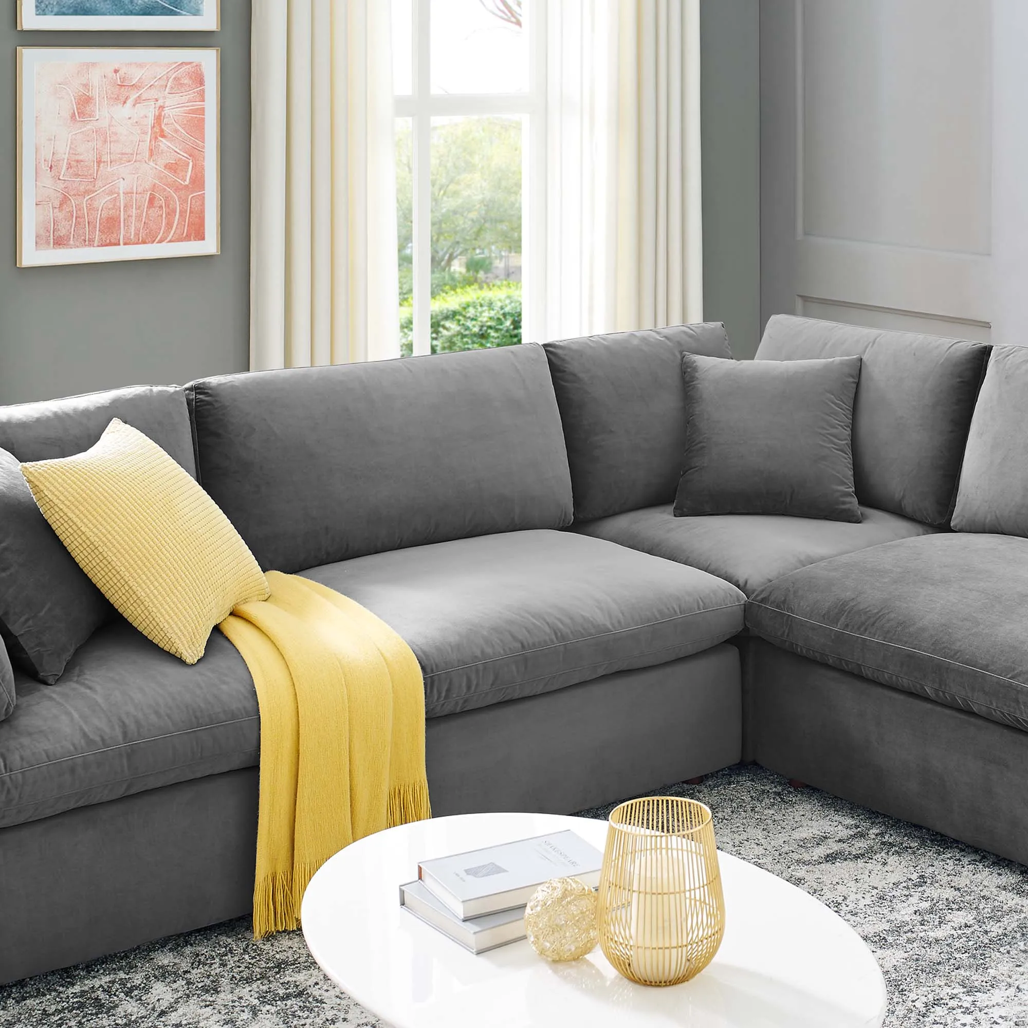 Commix 8-Piece Down Filled Overstuffed Performance Velvet Sectional Sofa by Modway