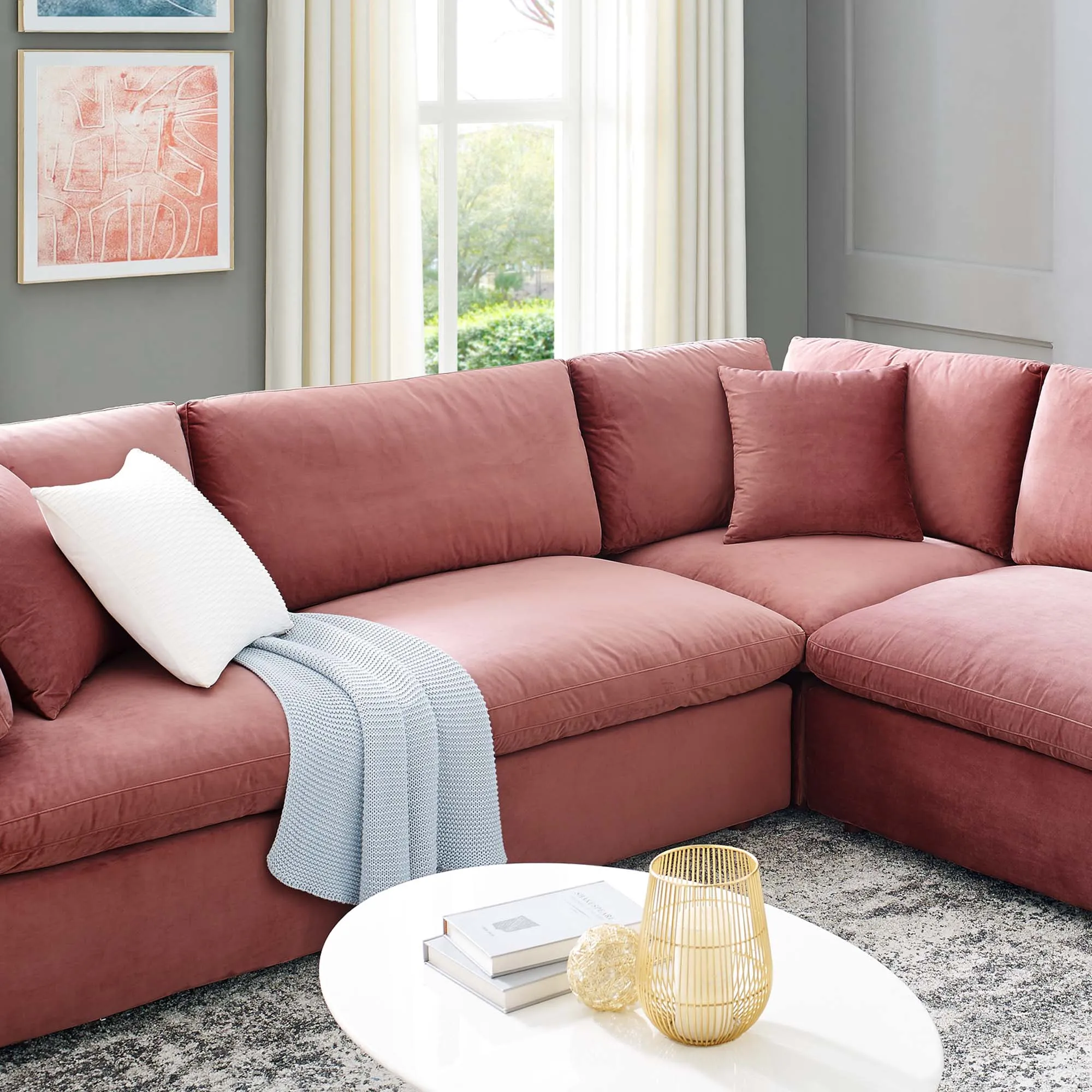 Commix 8-Piece Down Filled Overstuffed Performance Velvet Sectional Sofa by Modway