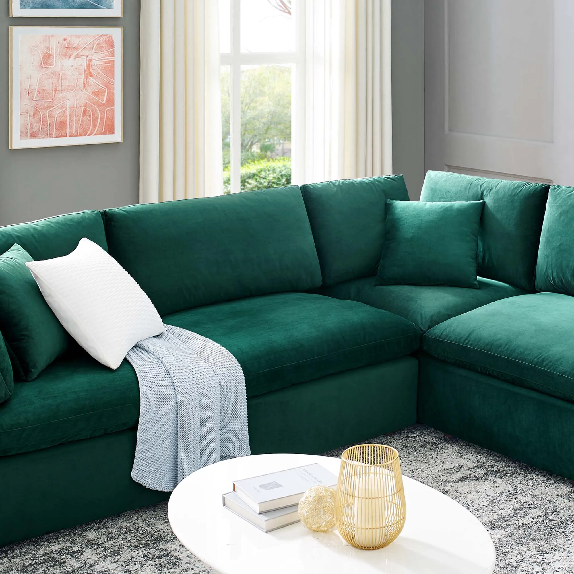 Commix 8-Piece Down Filled Overstuffed Performance Velvet Sectional Sofa by Modway