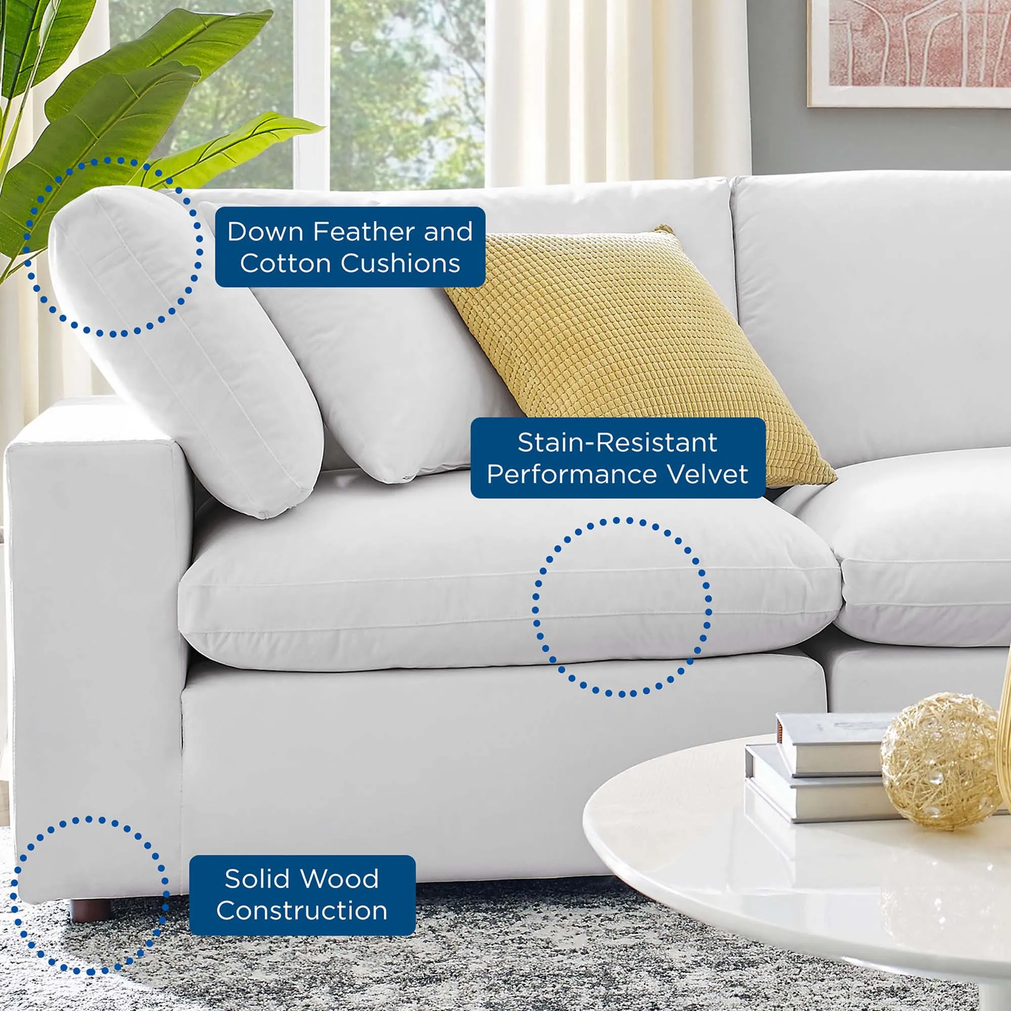 Commix 8-Piece Down Filled Overstuffed Performance Velvet Sectional Sofa by Modway