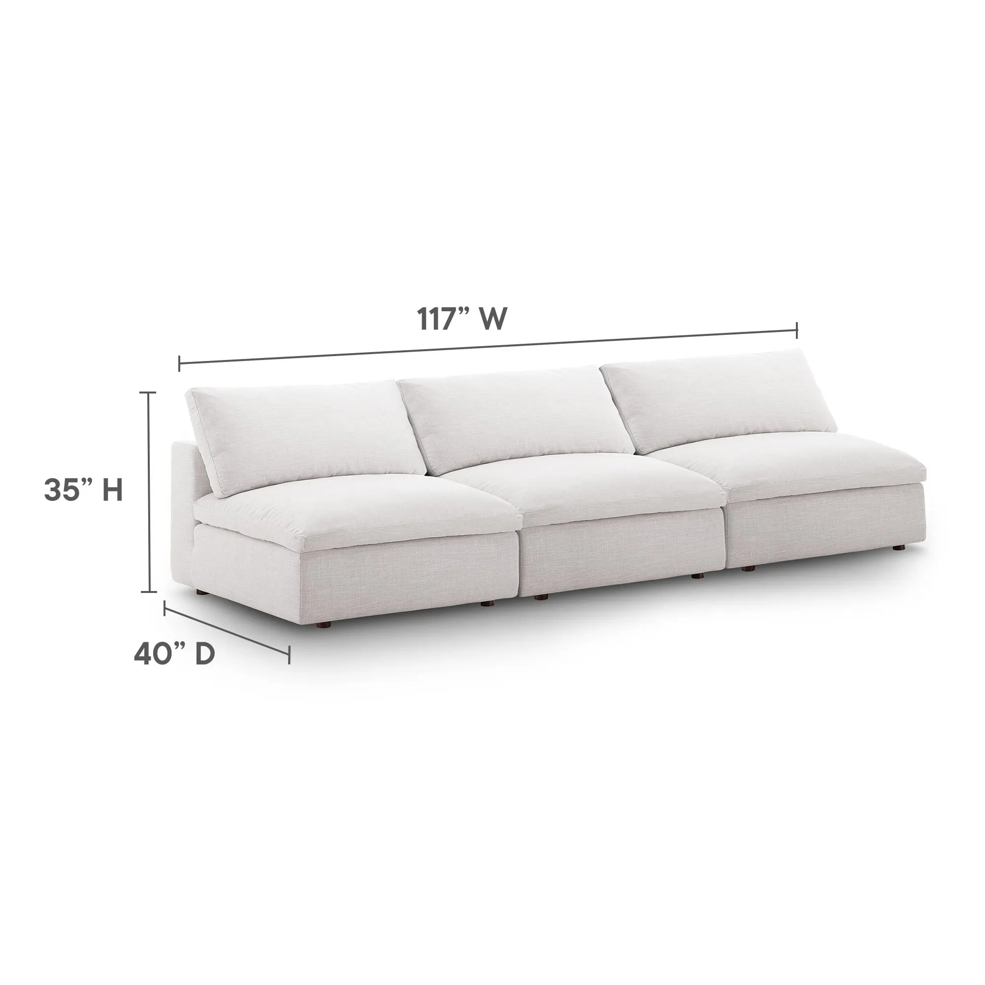 Commix Down Filled Overstuffed 3-Piece Armless Sectional Sofa by Modway