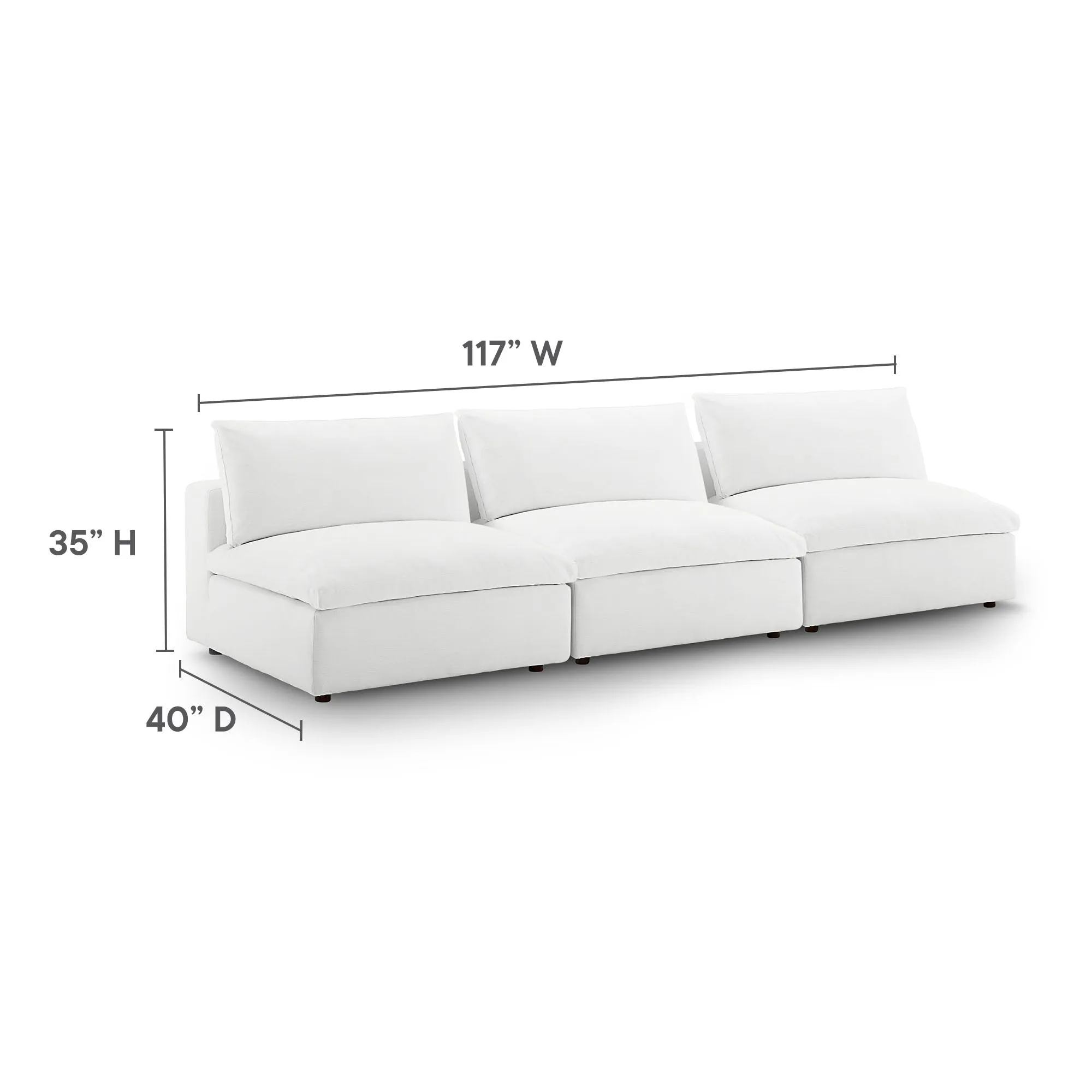 Commix Down Filled Overstuffed 3-Piece Armless Sectional Sofa by Modway
