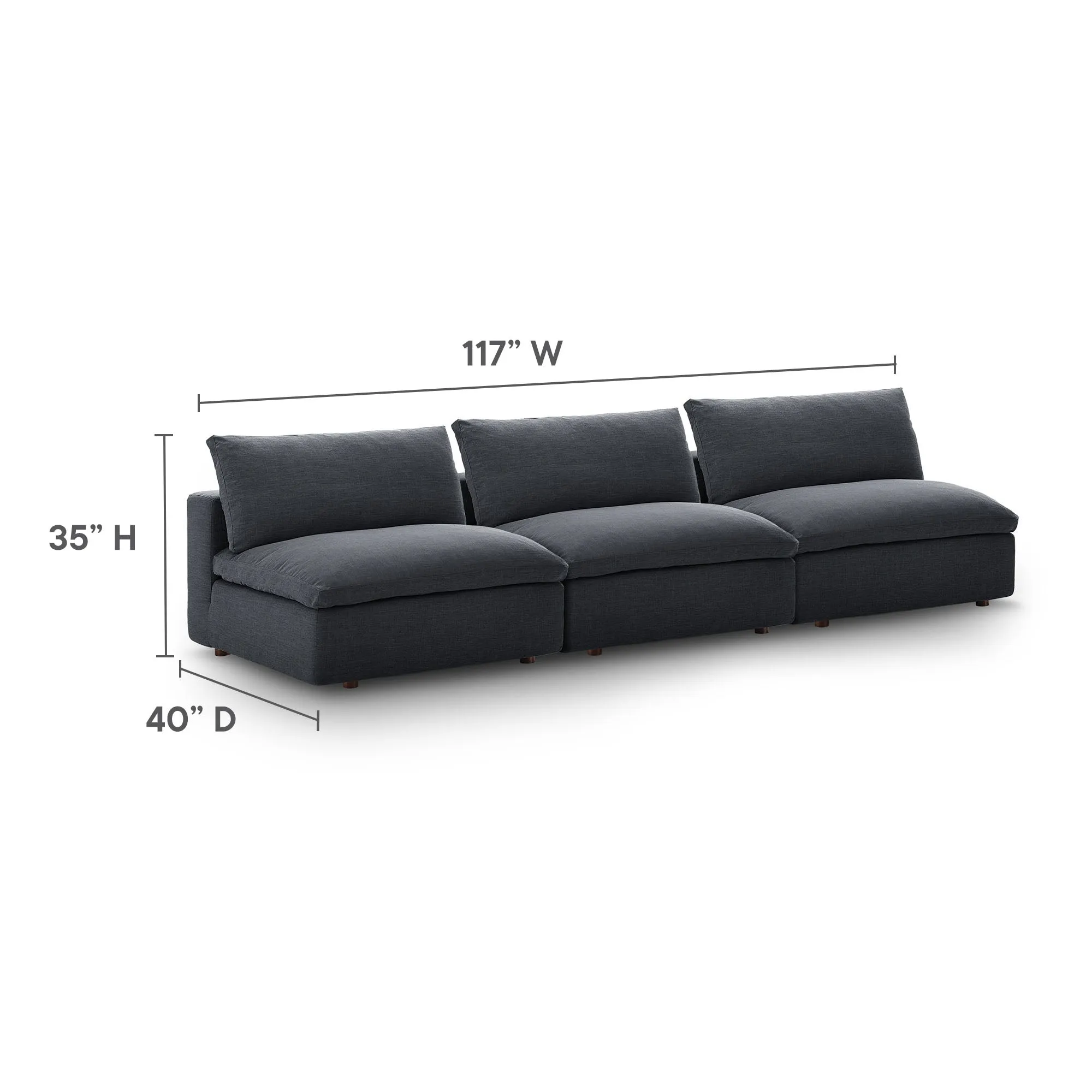 Commix Down Filled Overstuffed 3-Piece Armless Sectional Sofa by Modway