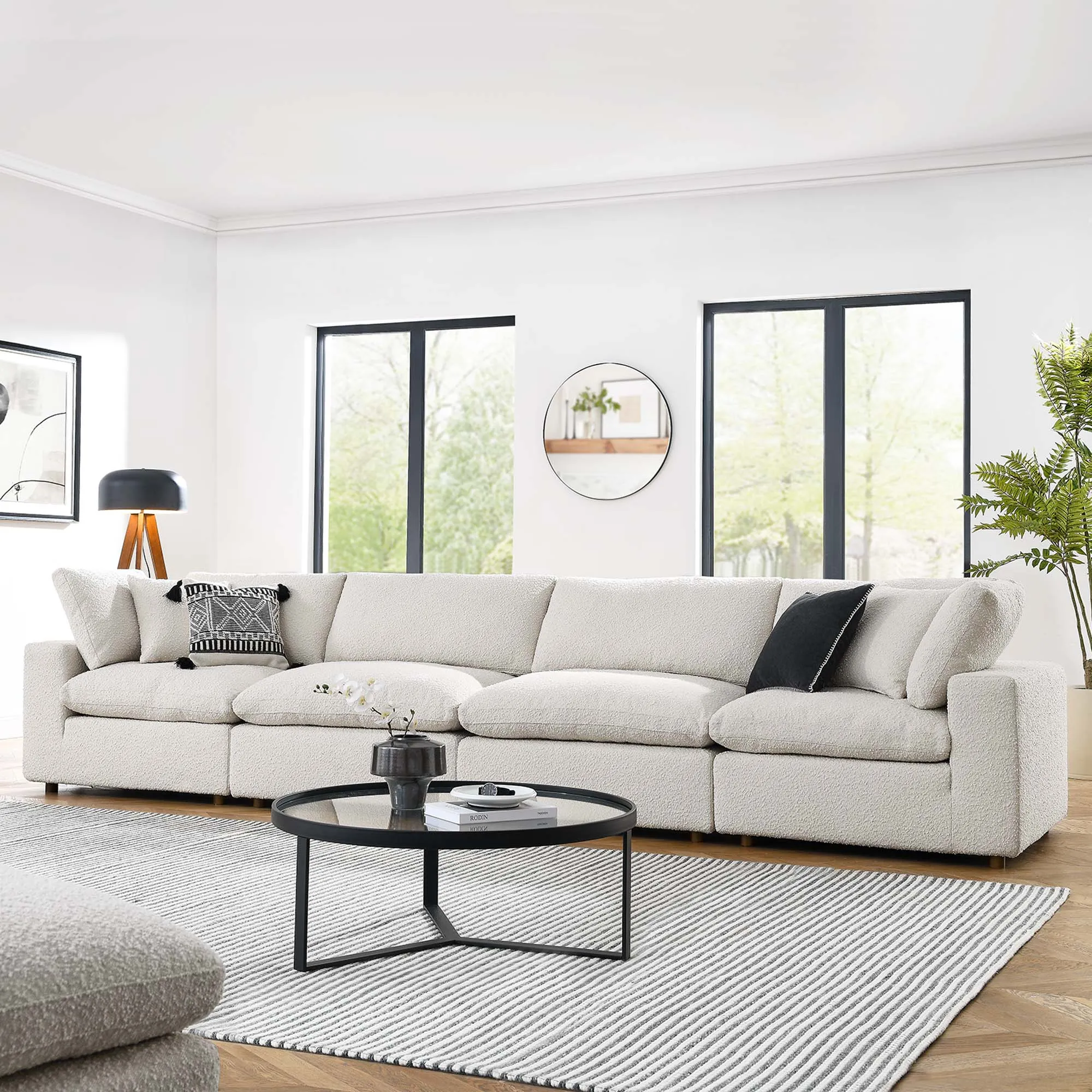 Commix Down Filled Overstuffed Boucle Fabric 4-Seater Sofa by Modway