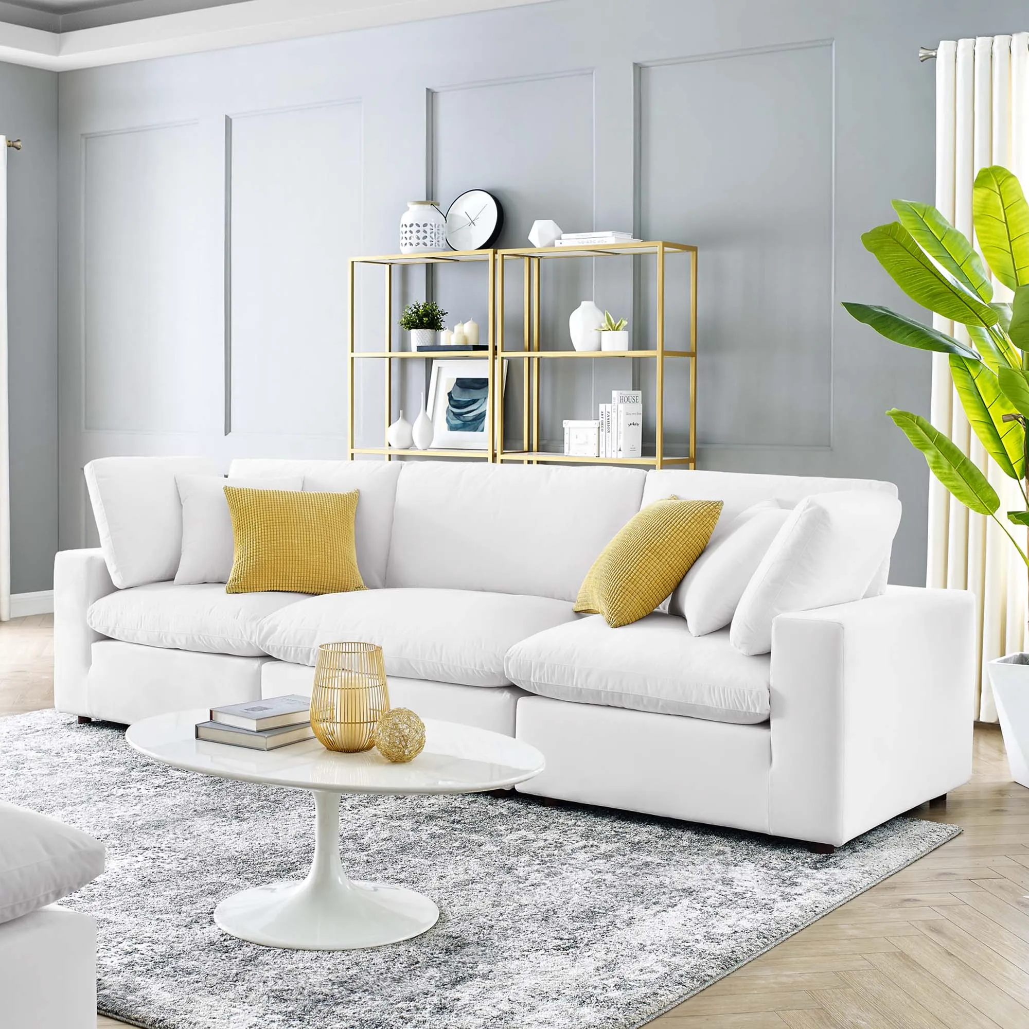 Commix Down Filled Overstuffed Performance Velvet 3-Seater Sofa by Modway