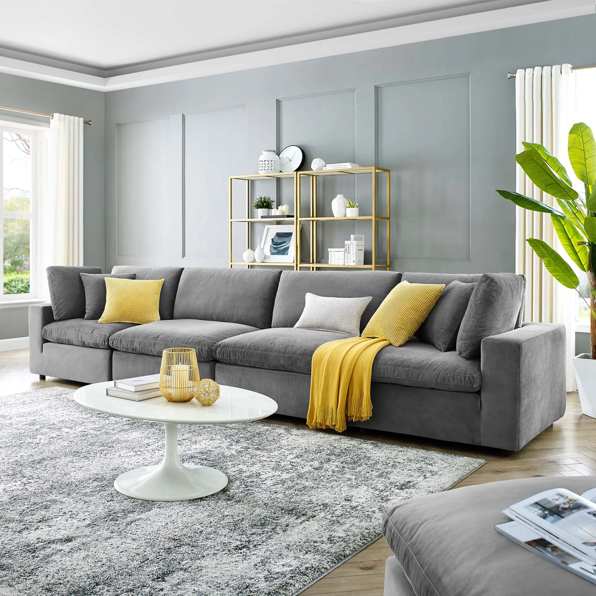 Commix Down Filled Overstuffed Performance Velvet 4-Seater Sofa by Modway