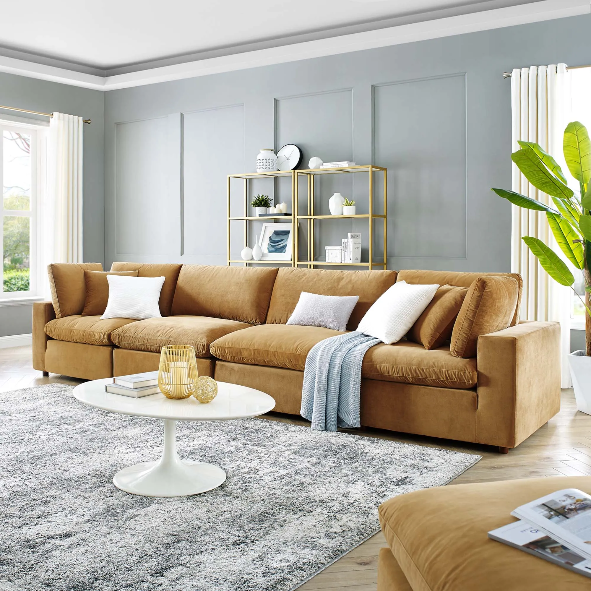 Commix Down Filled Overstuffed Performance Velvet 4-Seater Sofa by Modway