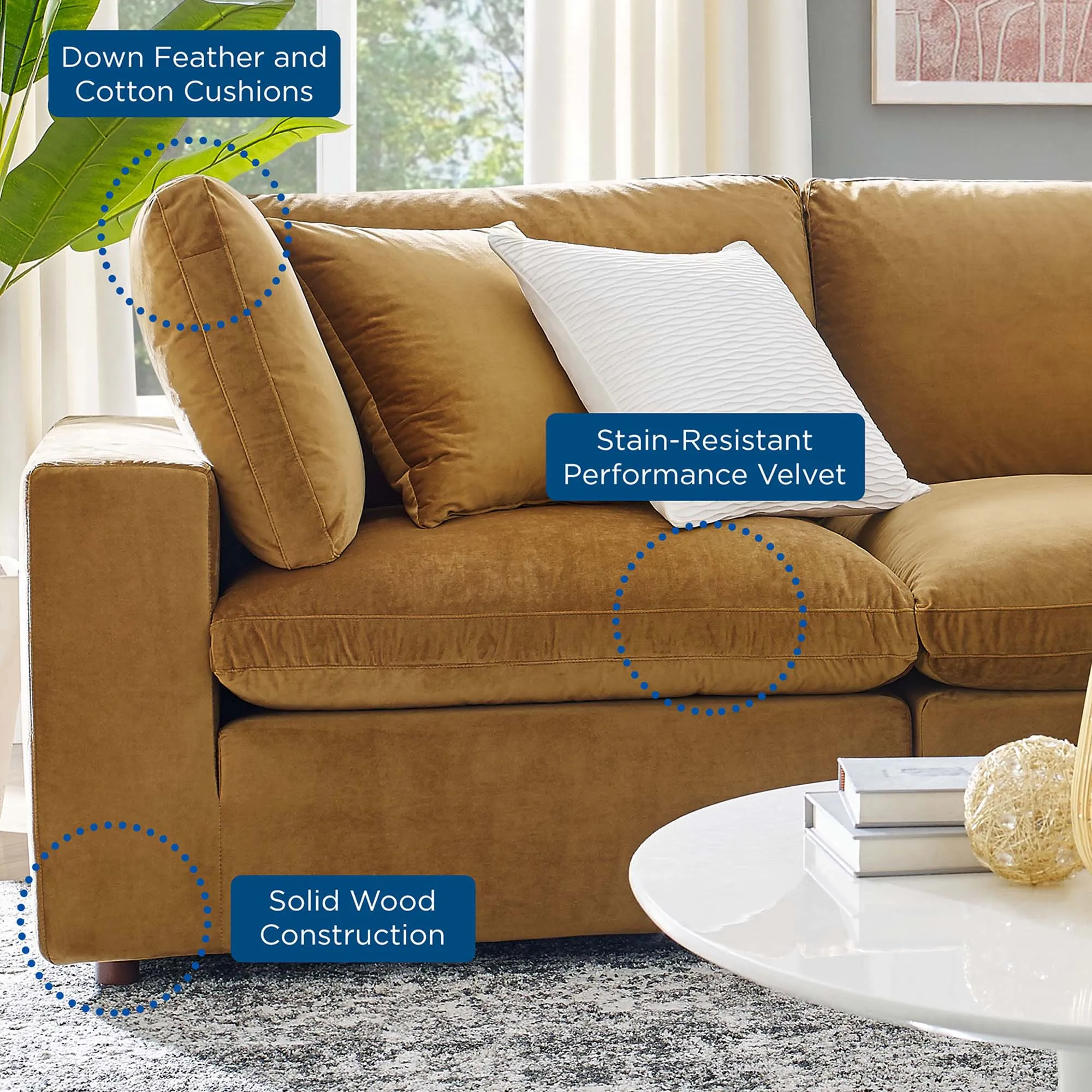 Commix Down Filled Overstuffed Performance Velvet 4-Seater Sofa by Modway