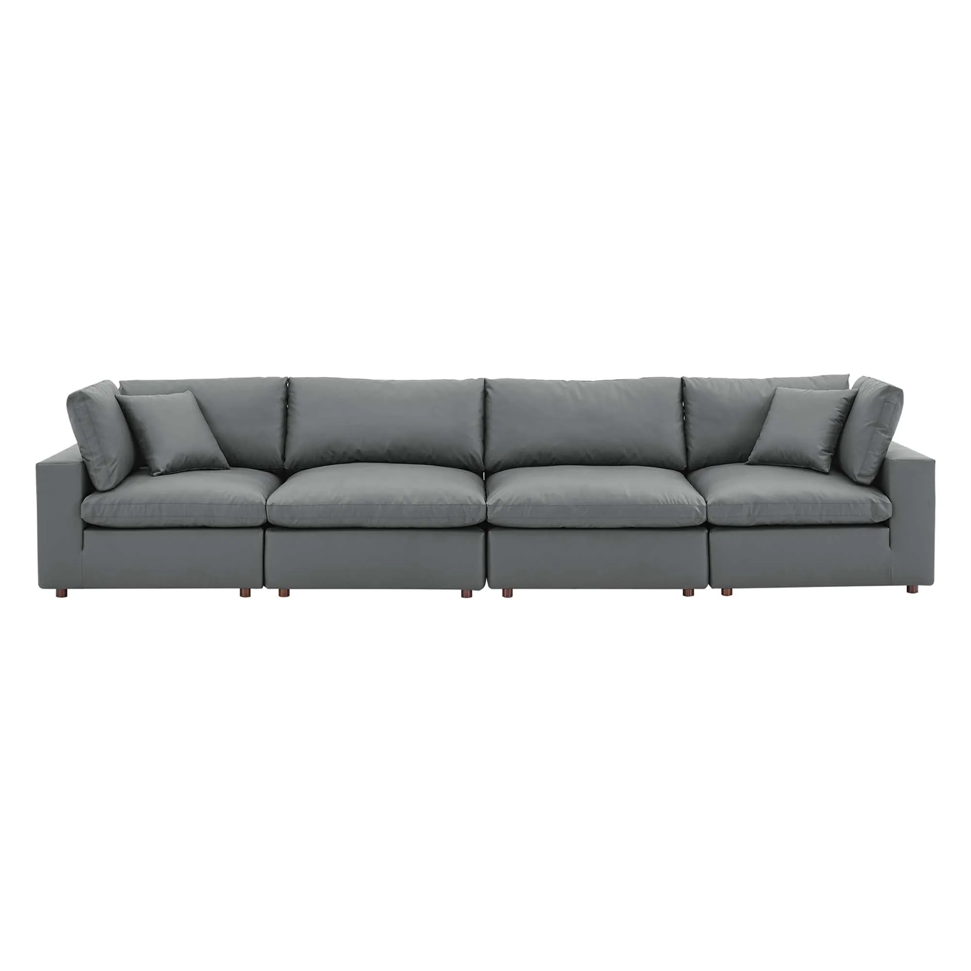 Commix Down Filled Overstuffed Vegan Leather 4-Seater Sofa by Modway