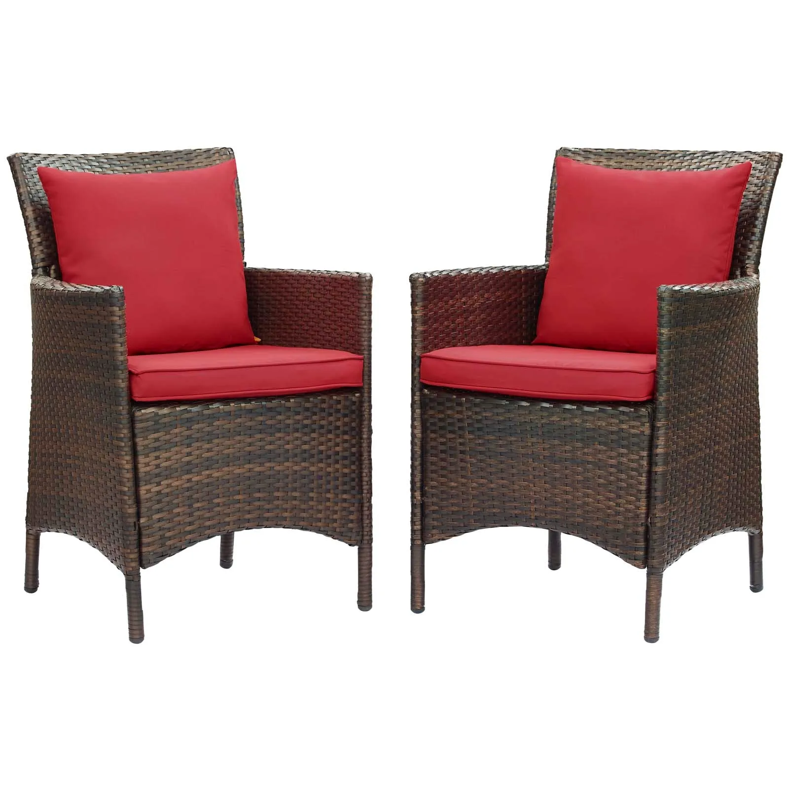 Conduit Outdoor Patio Wicker Rattan Dining Armchair Set of 2 by Modway