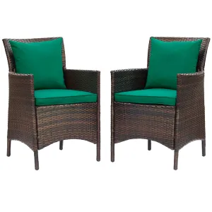 Conduit Outdoor Patio Wicker Rattan Dining Armchair Set of 2 by Modway