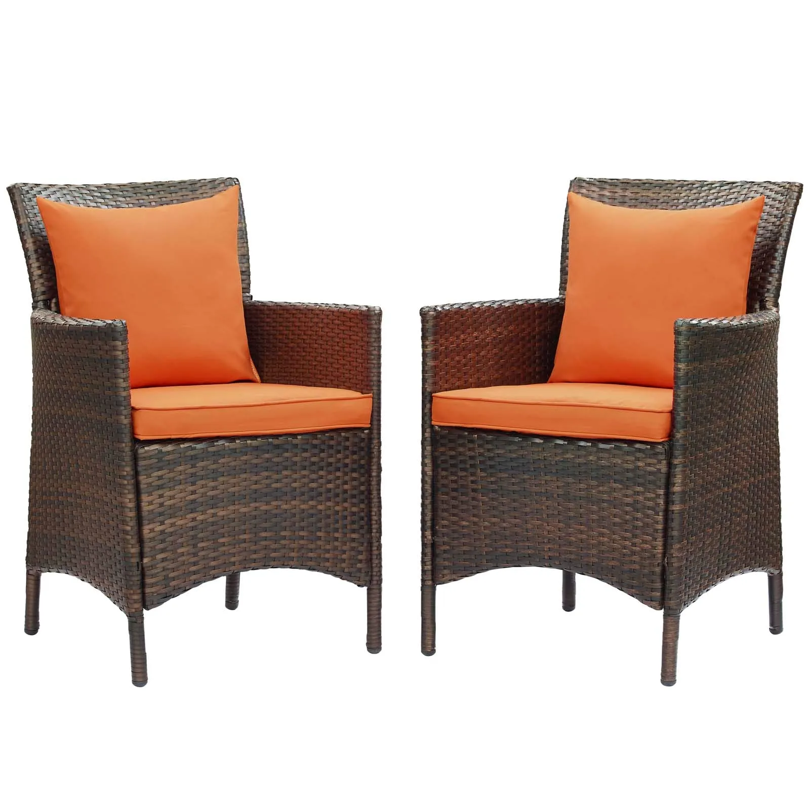 Conduit Outdoor Patio Wicker Rattan Dining Armchair Set of 2 by Modway