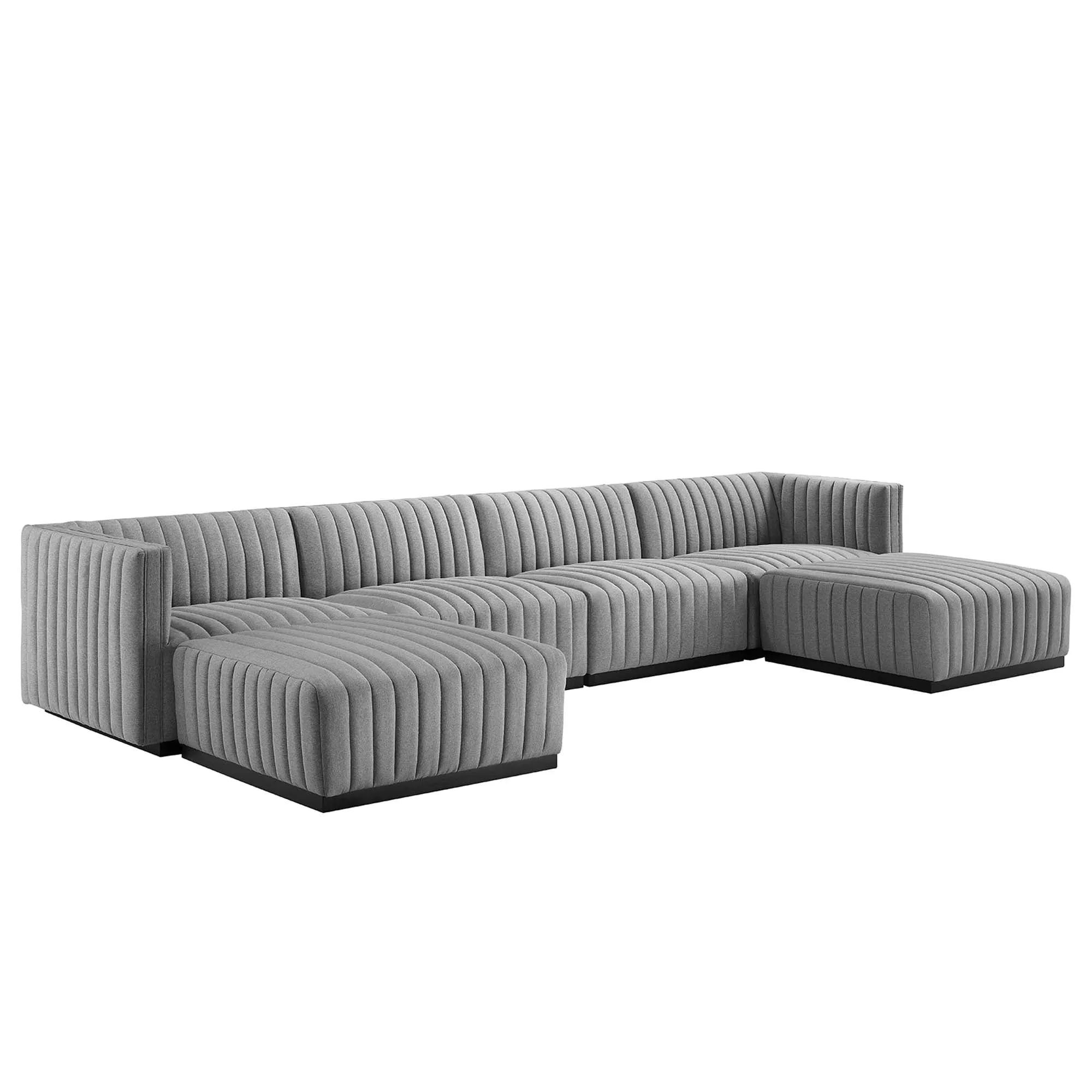 Conjure 6-Piece Channel Tufted Upholstered Fabric Sectional Sofa by Modway