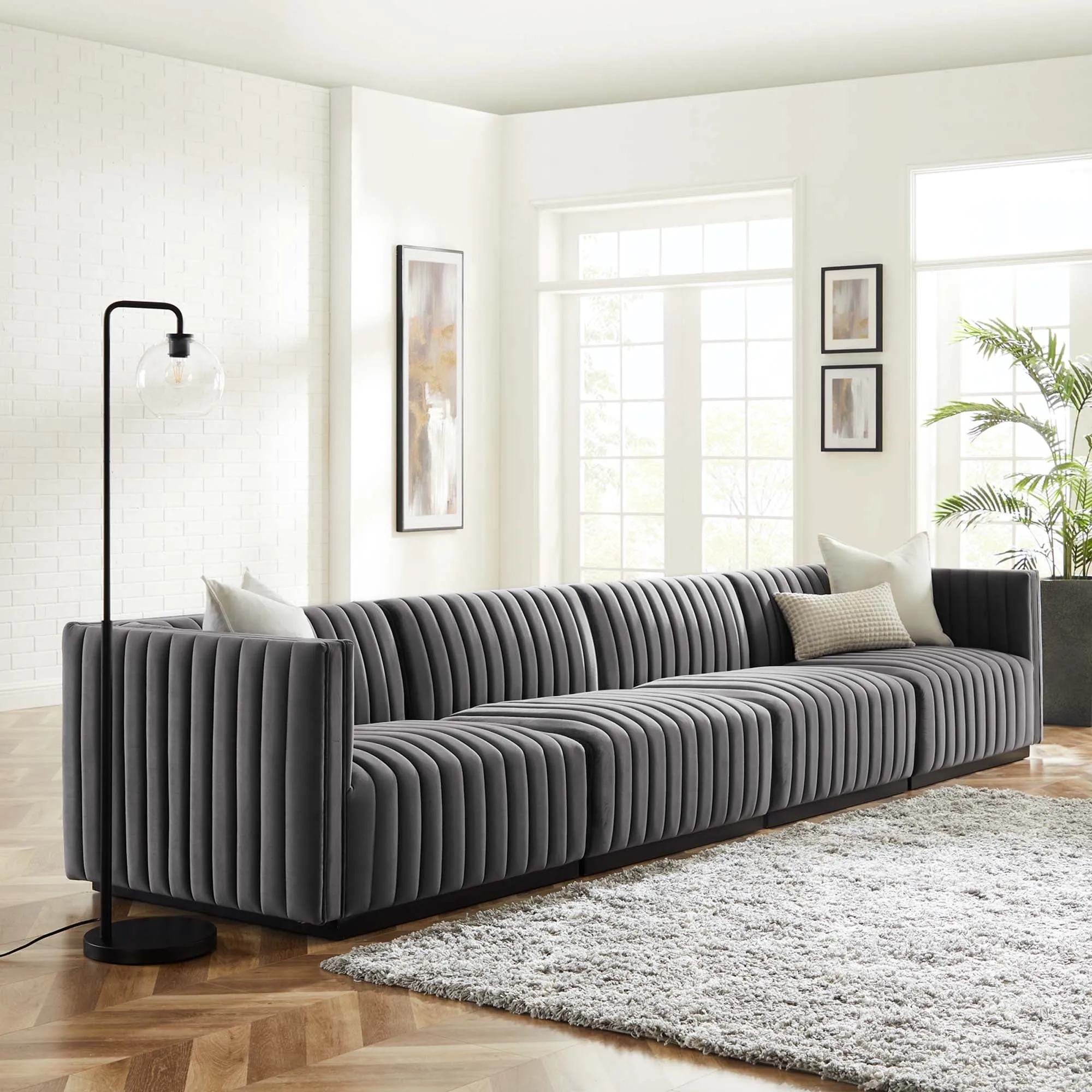 Conjure Channel Tufted Performance Velvet 4-Piece Sofa by Modway