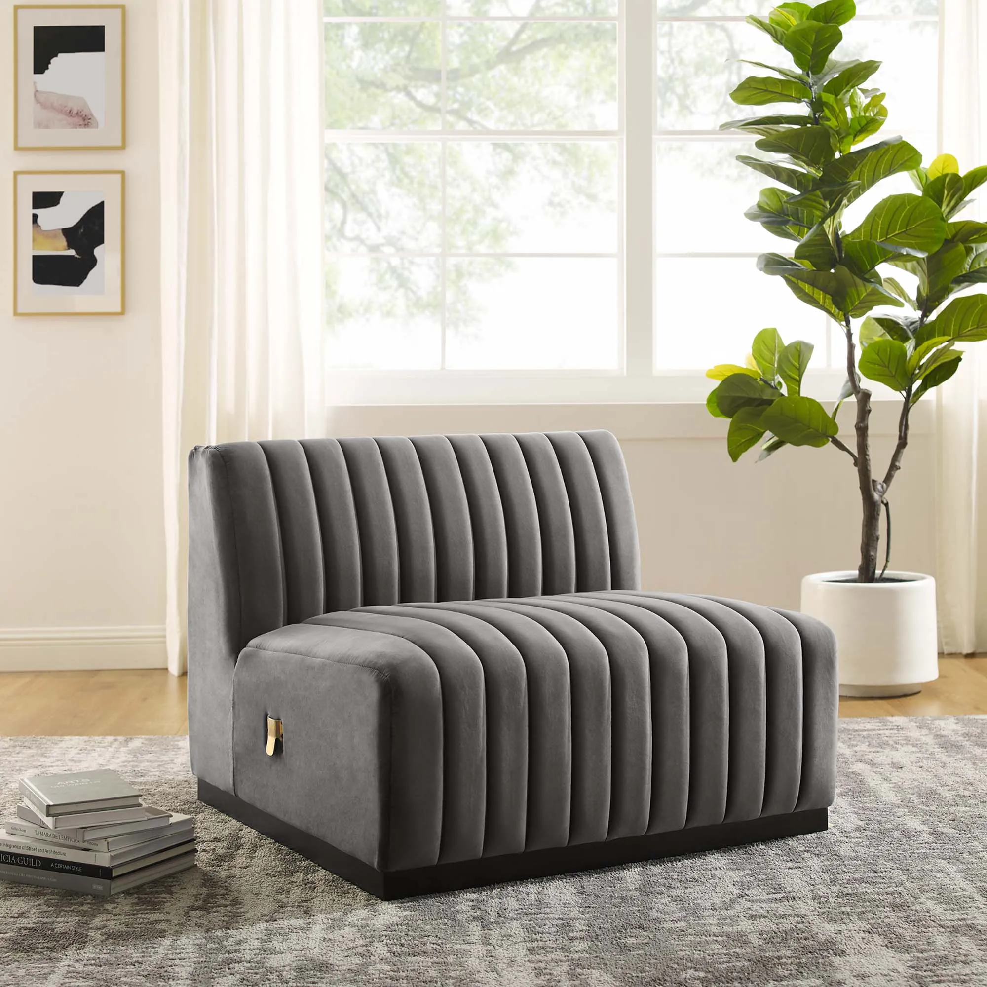 Conjure Channel Tufted Performance Velvet Armless Chair by Modway