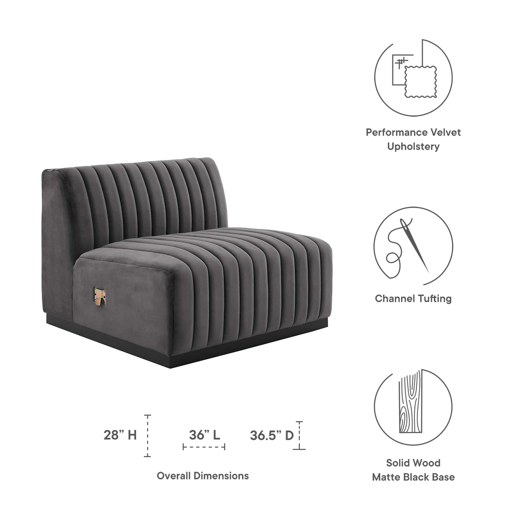 Conjure Channel Tufted Performance Velvet Armless Chair by Modway
