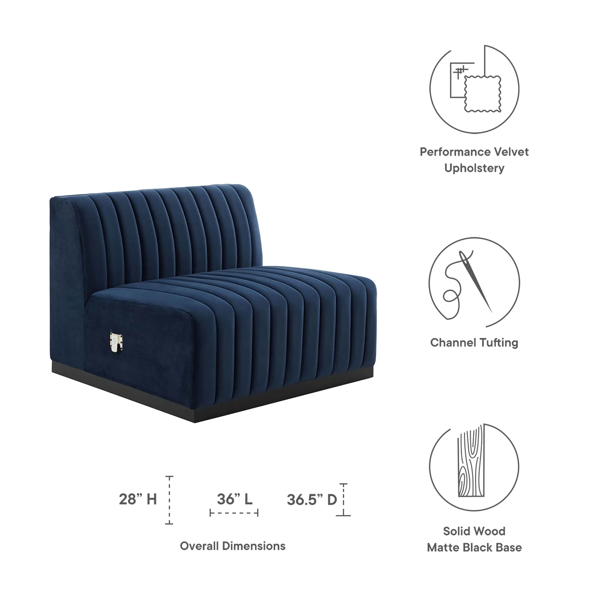 Conjure Channel Tufted Performance Velvet Armless Chair by Modway