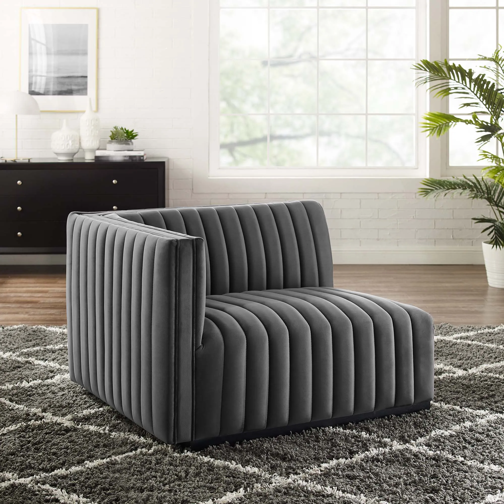 Conjure Channel Tufted Performance Velvet Left-Arm Chair by Modway