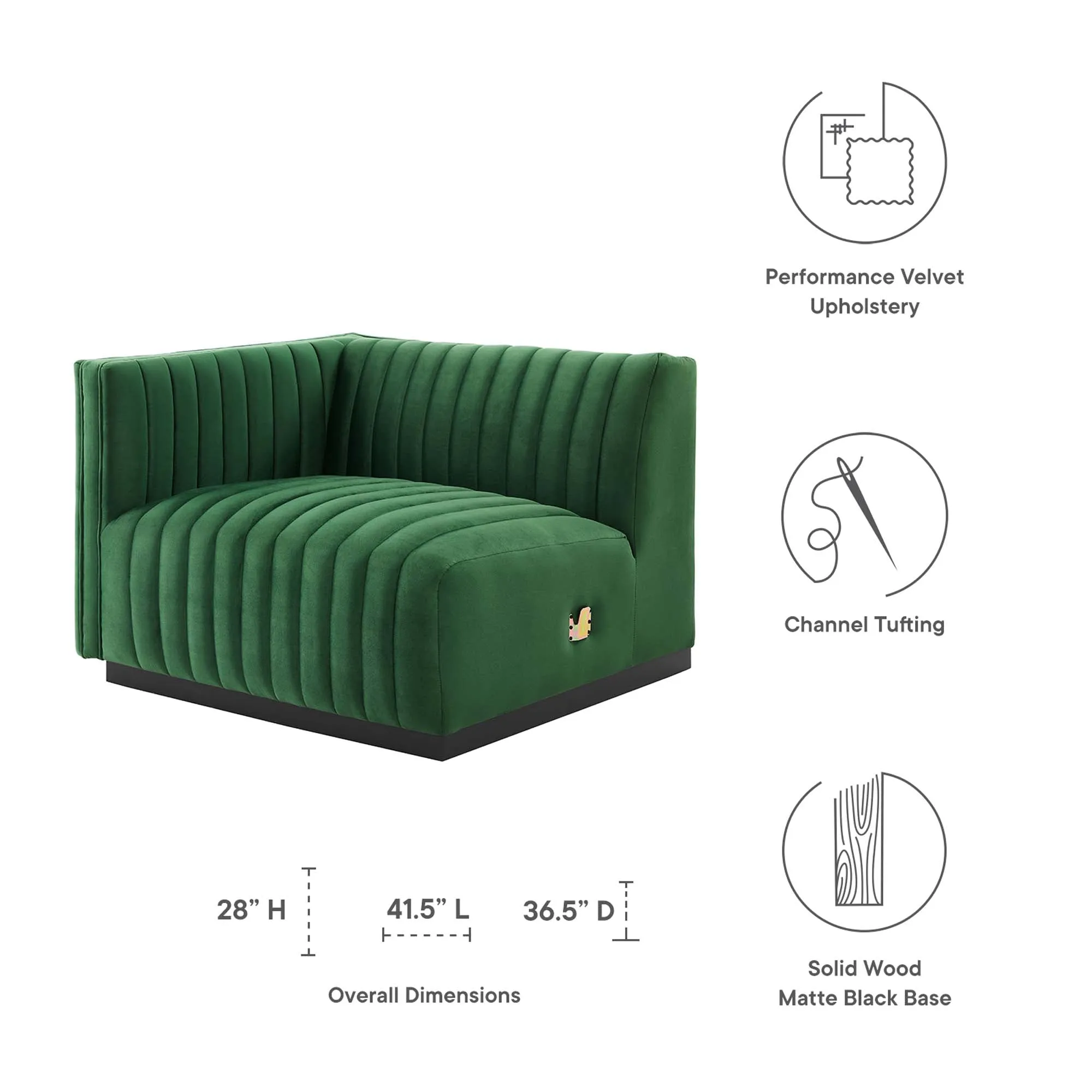 Conjure Channel Tufted Performance Velvet Left-Arm Chair by Modway