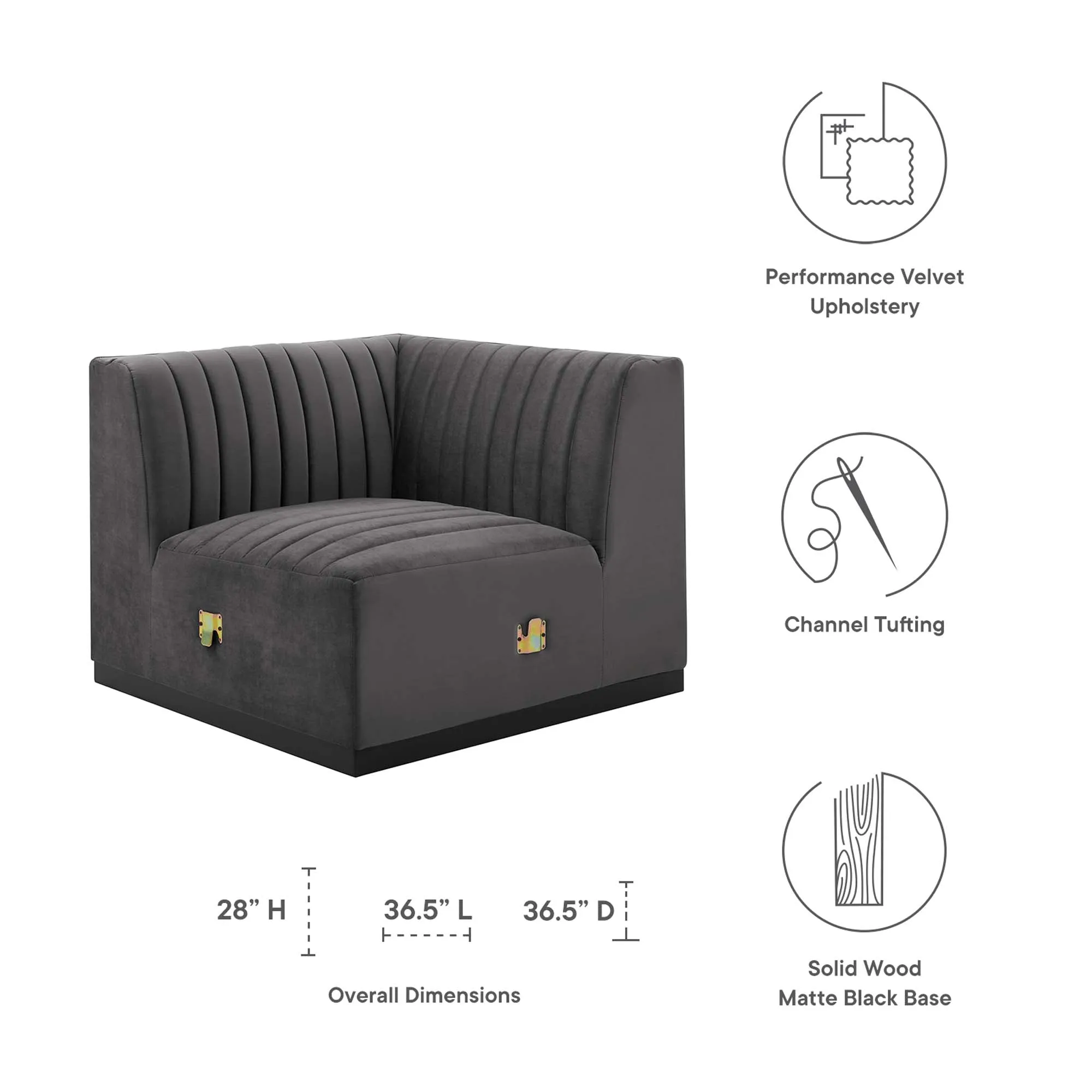 Conjure Channel Tufted Performance Velvet Left Corner Chair by Modway