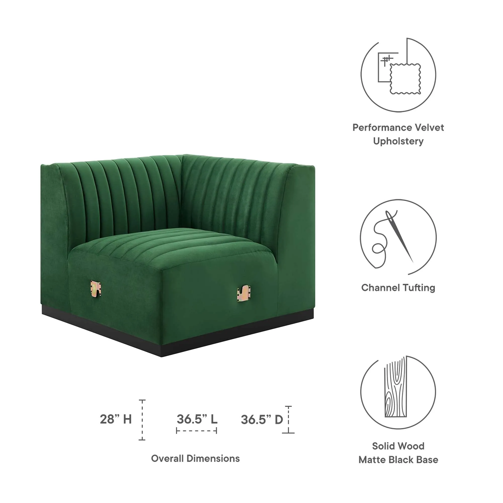 Conjure Channel Tufted Performance Velvet Left Corner Chair by Modway