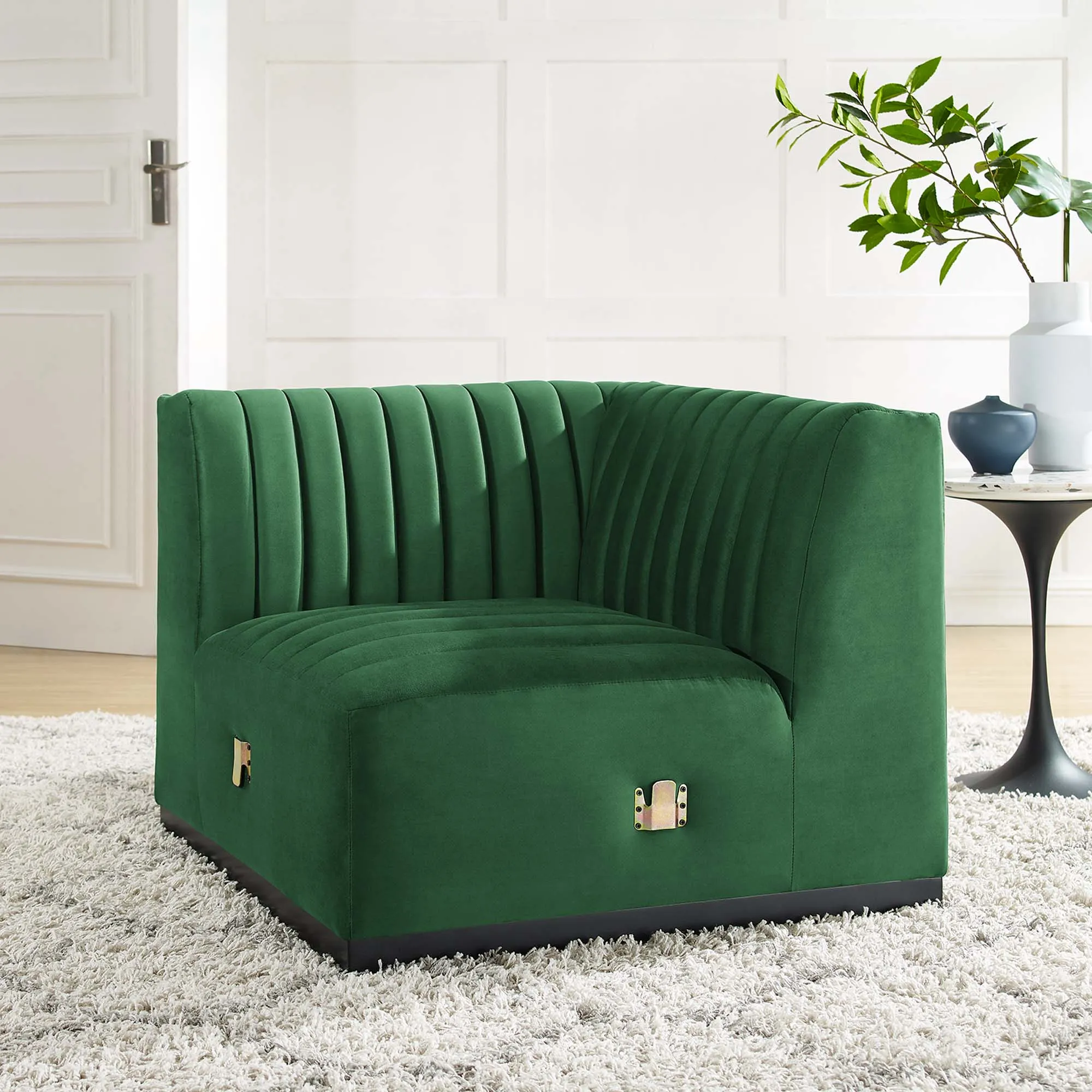 Conjure Channel Tufted Performance Velvet Left Corner Chair by Modway