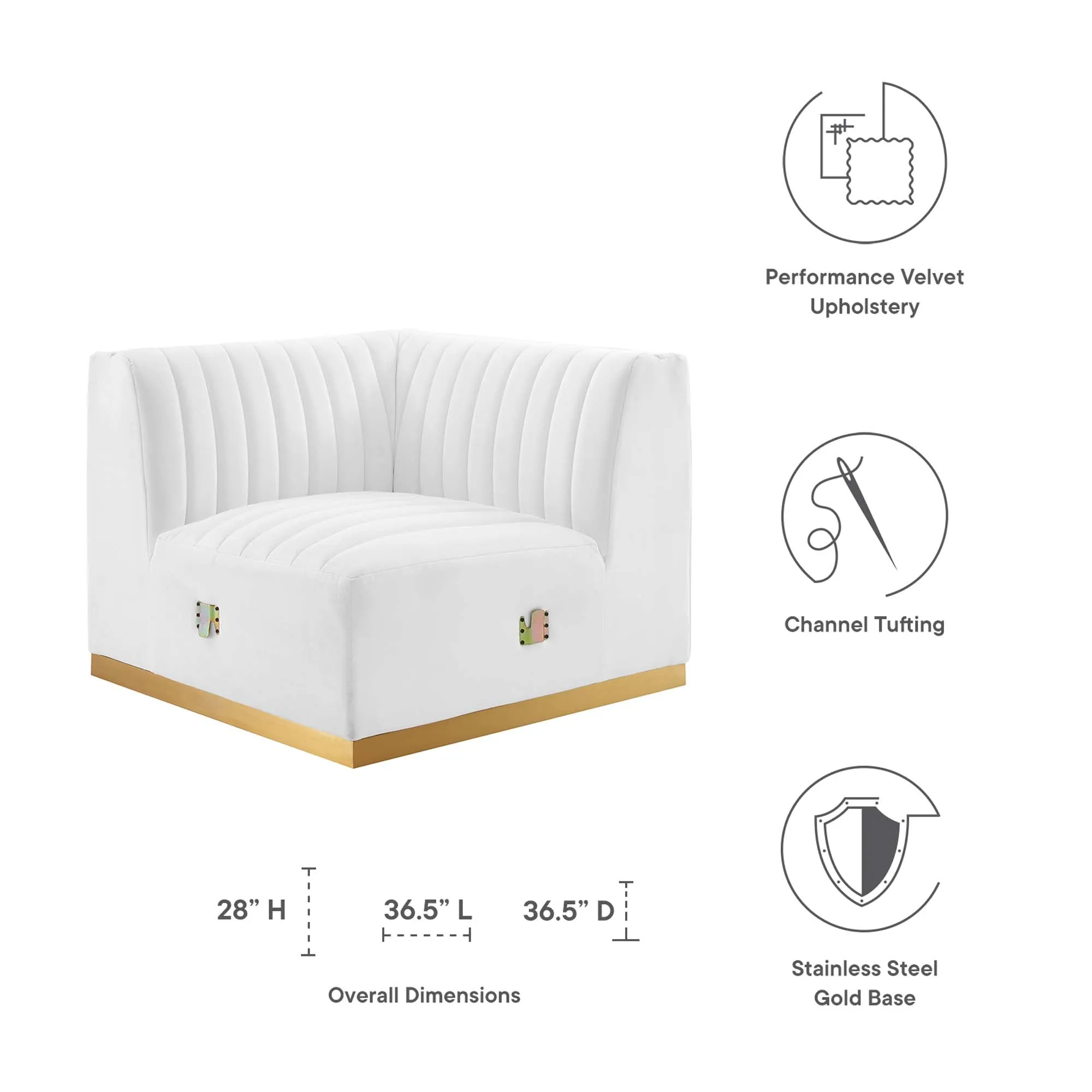 Conjure Channel Tufted Performance Velvet Left Corner Chair by Modway