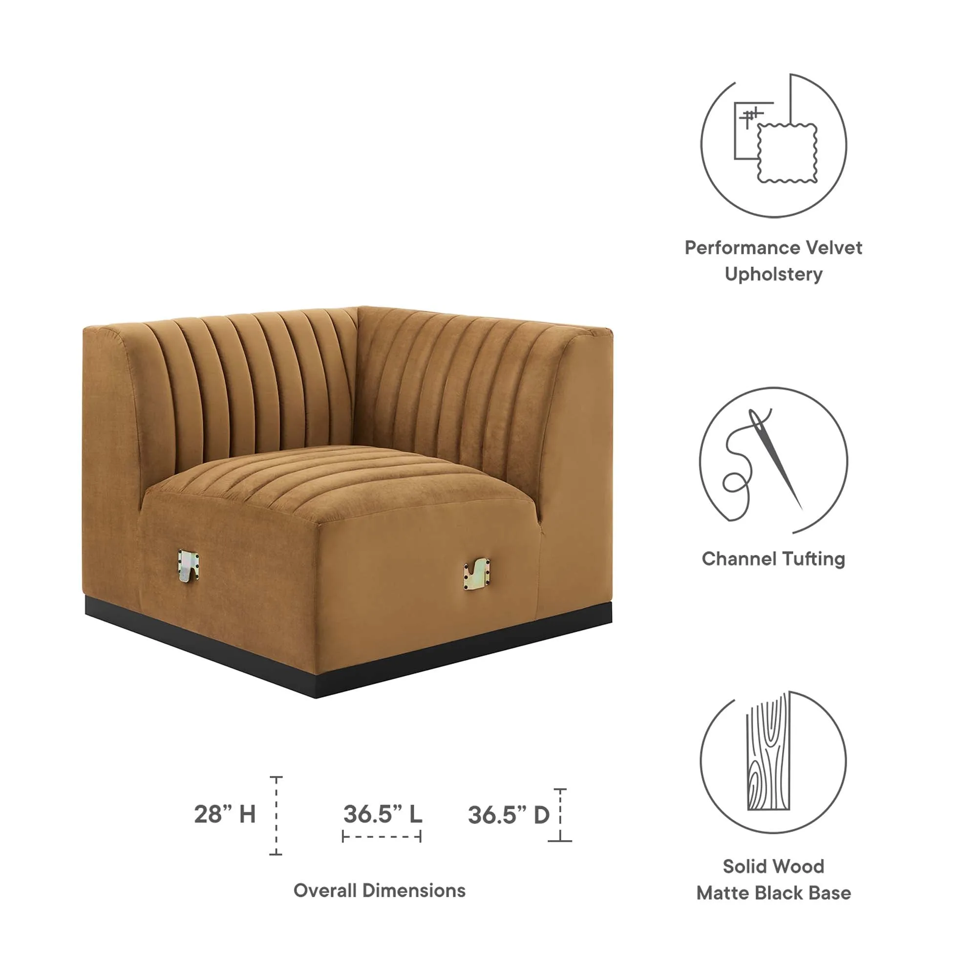 Conjure Channel Tufted Performance Velvet Left Corner Chair by Modway
