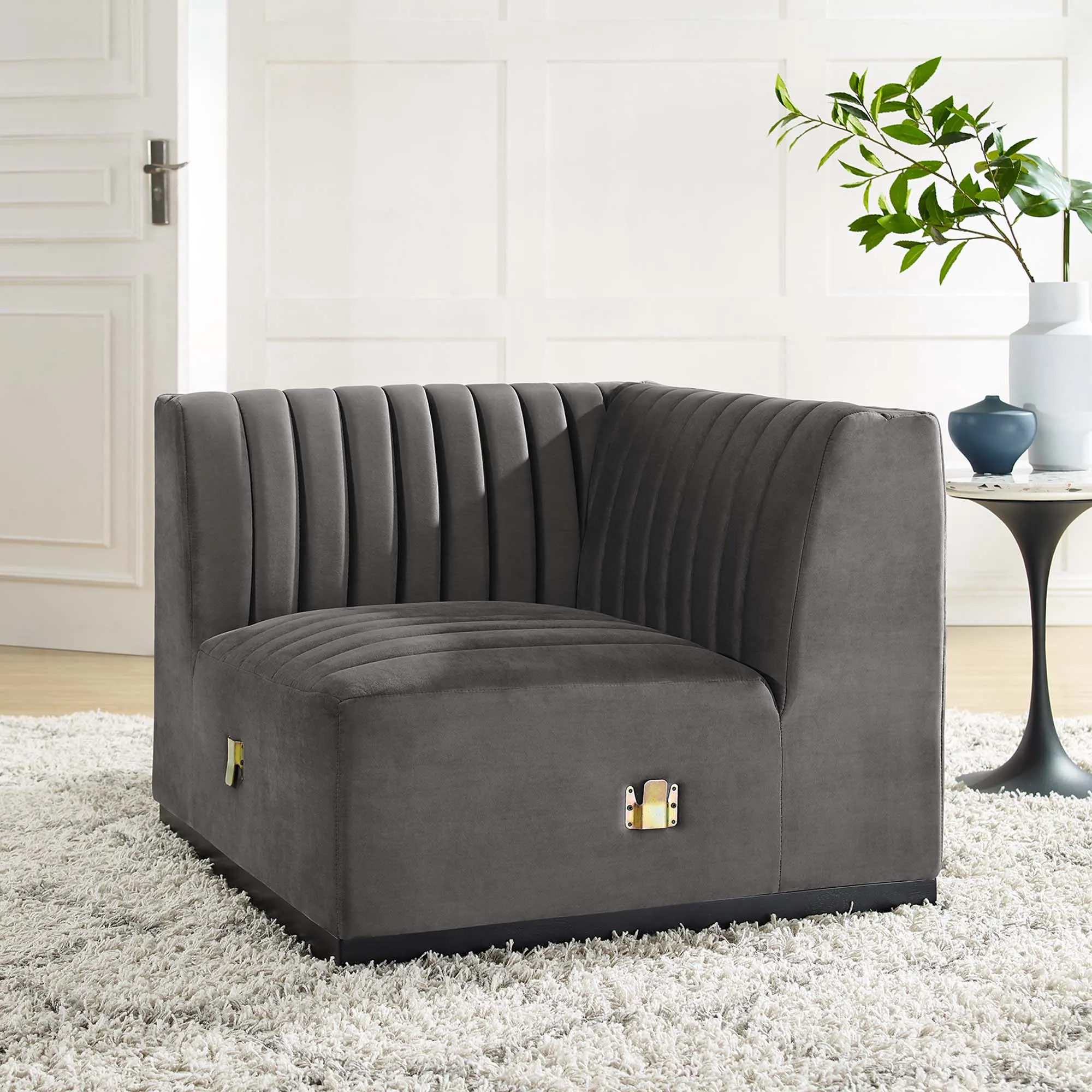 Conjure Channel Tufted Performance Velvet Left Corner Chair by Modway