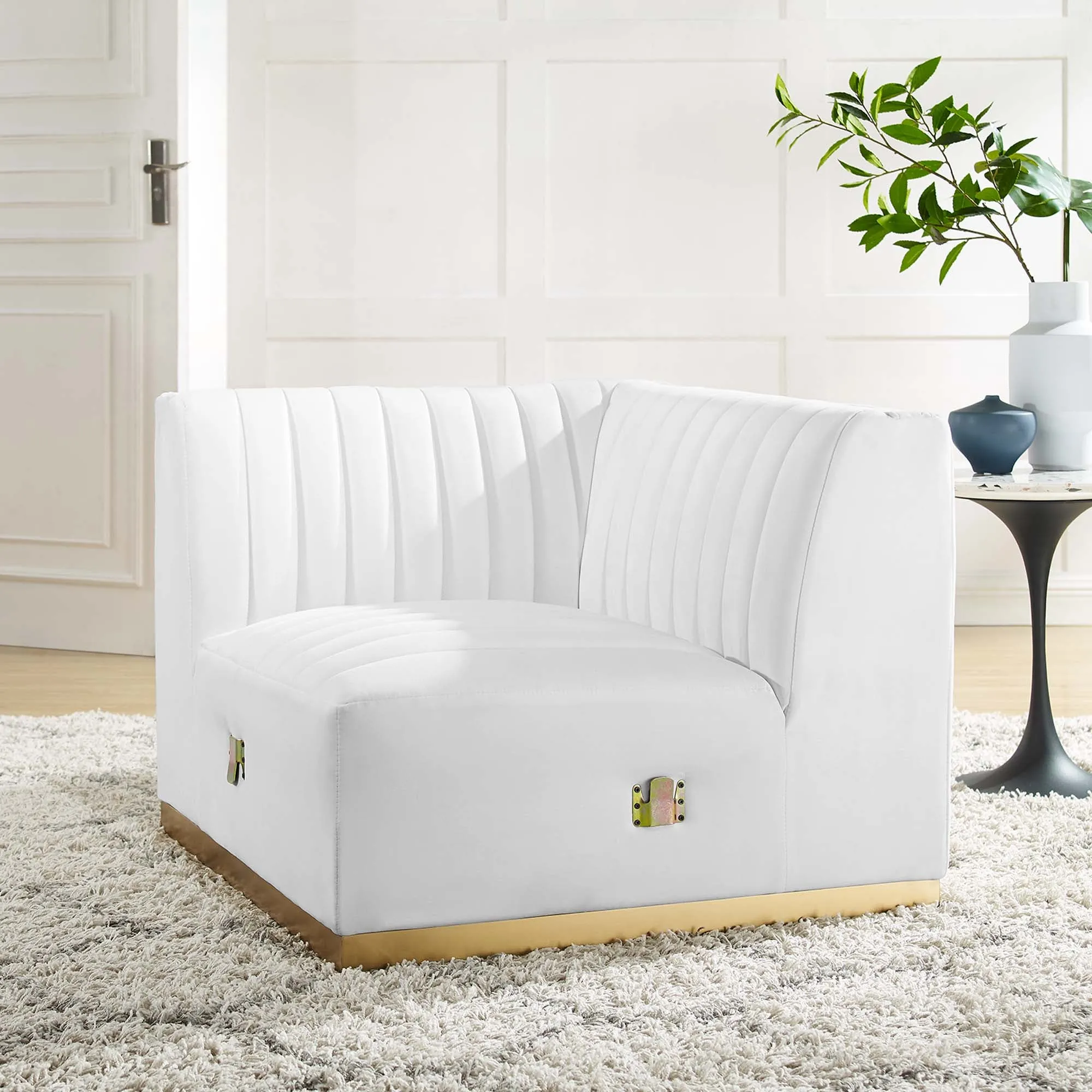 Conjure Channel Tufted Performance Velvet Left Corner Chair by Modway