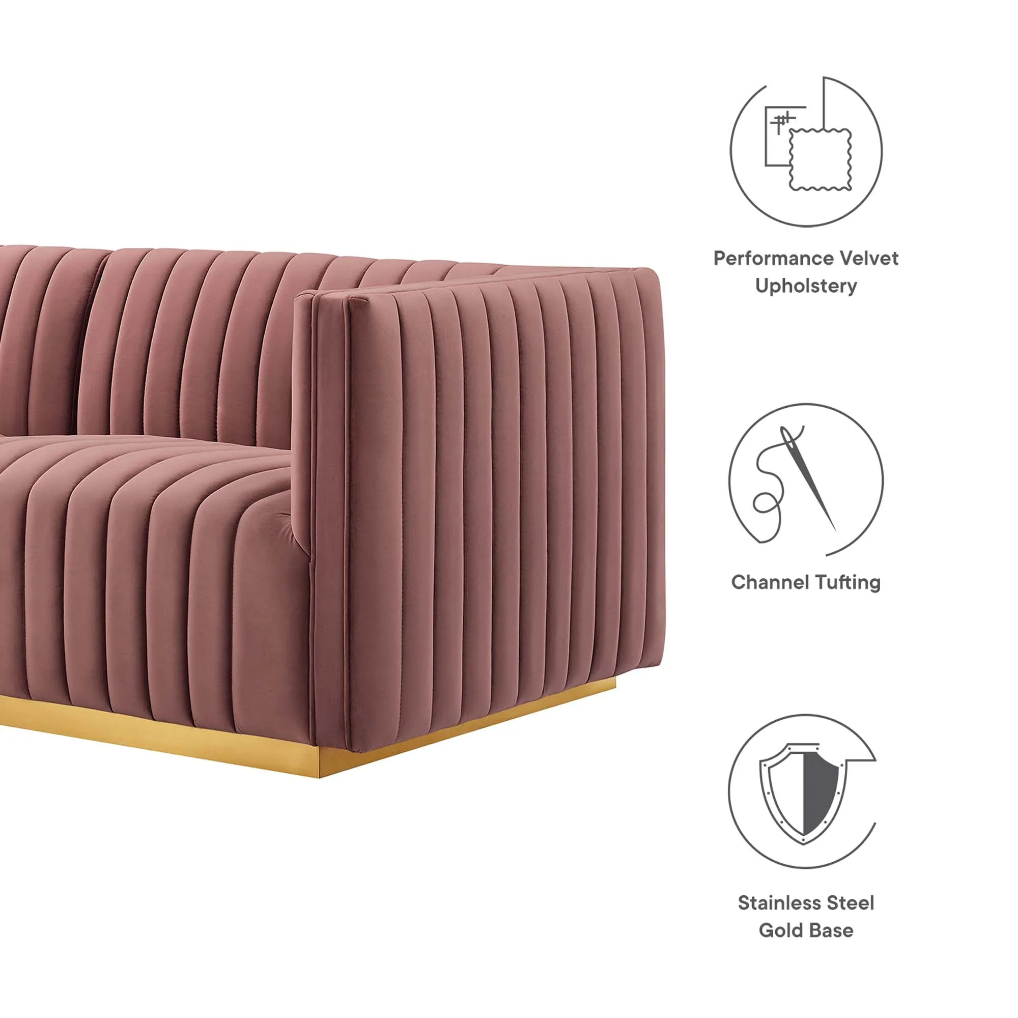 Conjure Channel Tufted Performance Velvet Loveseat by Modway