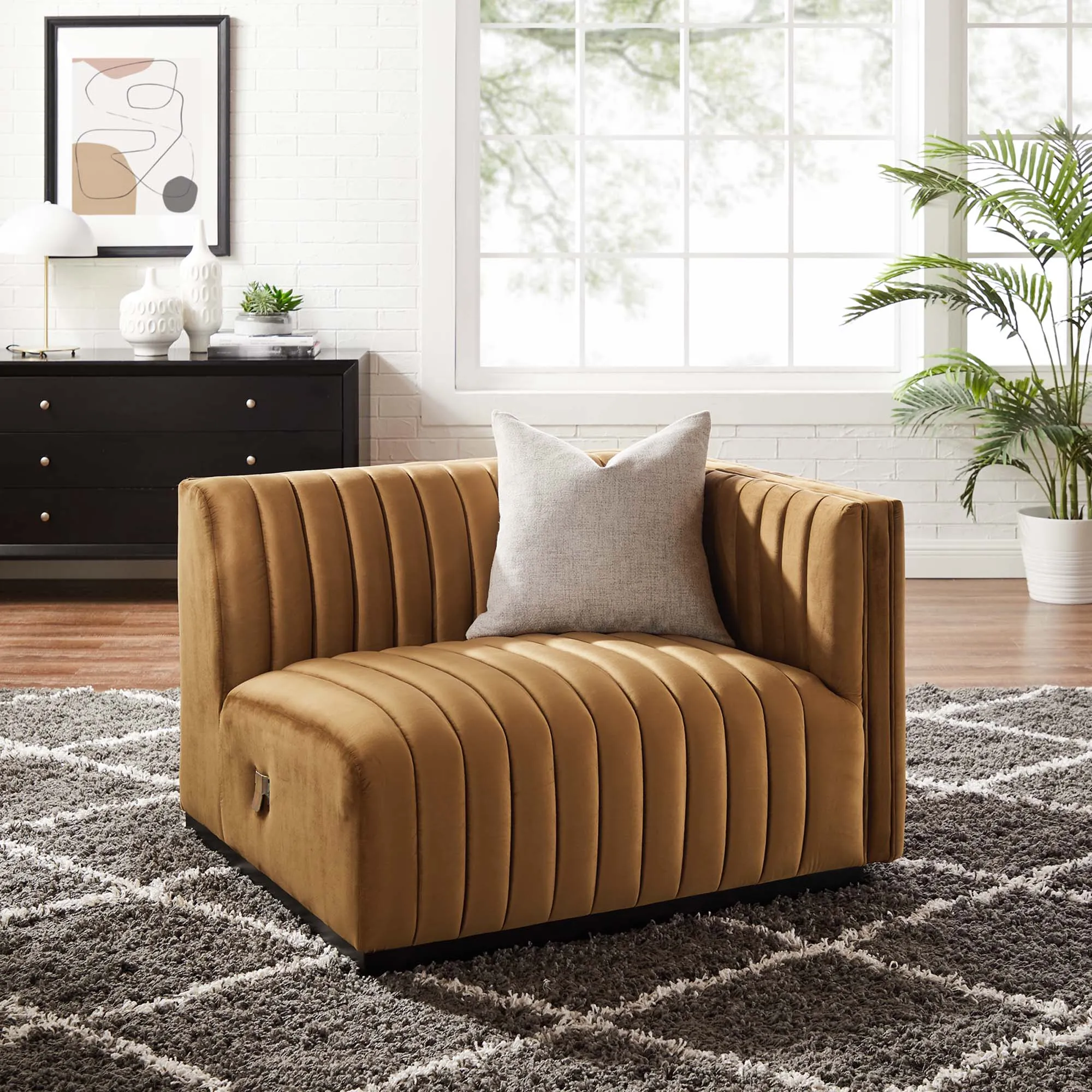 Conjure Channel Tufted Performance Velvet Right-Arm Chair by Modway