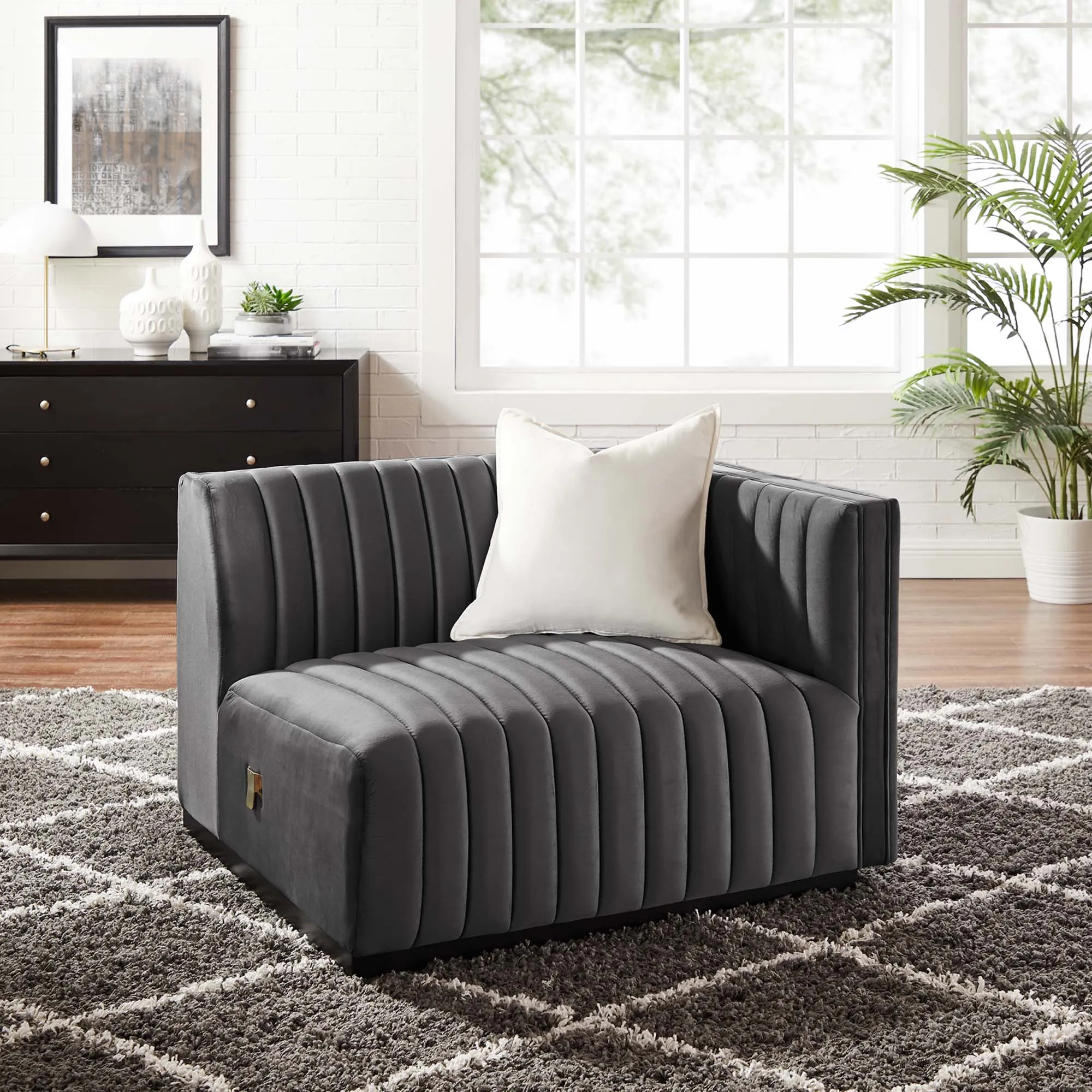 Conjure Channel Tufted Performance Velvet Right-Arm Chair by Modway