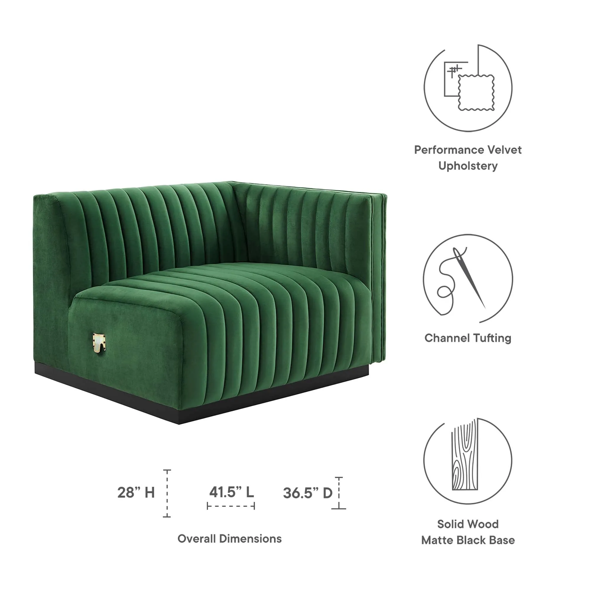 Conjure Channel Tufted Performance Velvet Right-Arm Chair by Modway