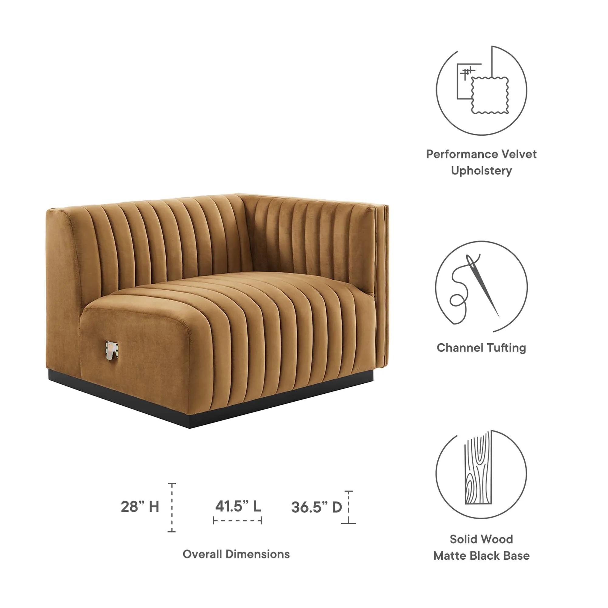Conjure Channel Tufted Performance Velvet Right-Arm Chair by Modway