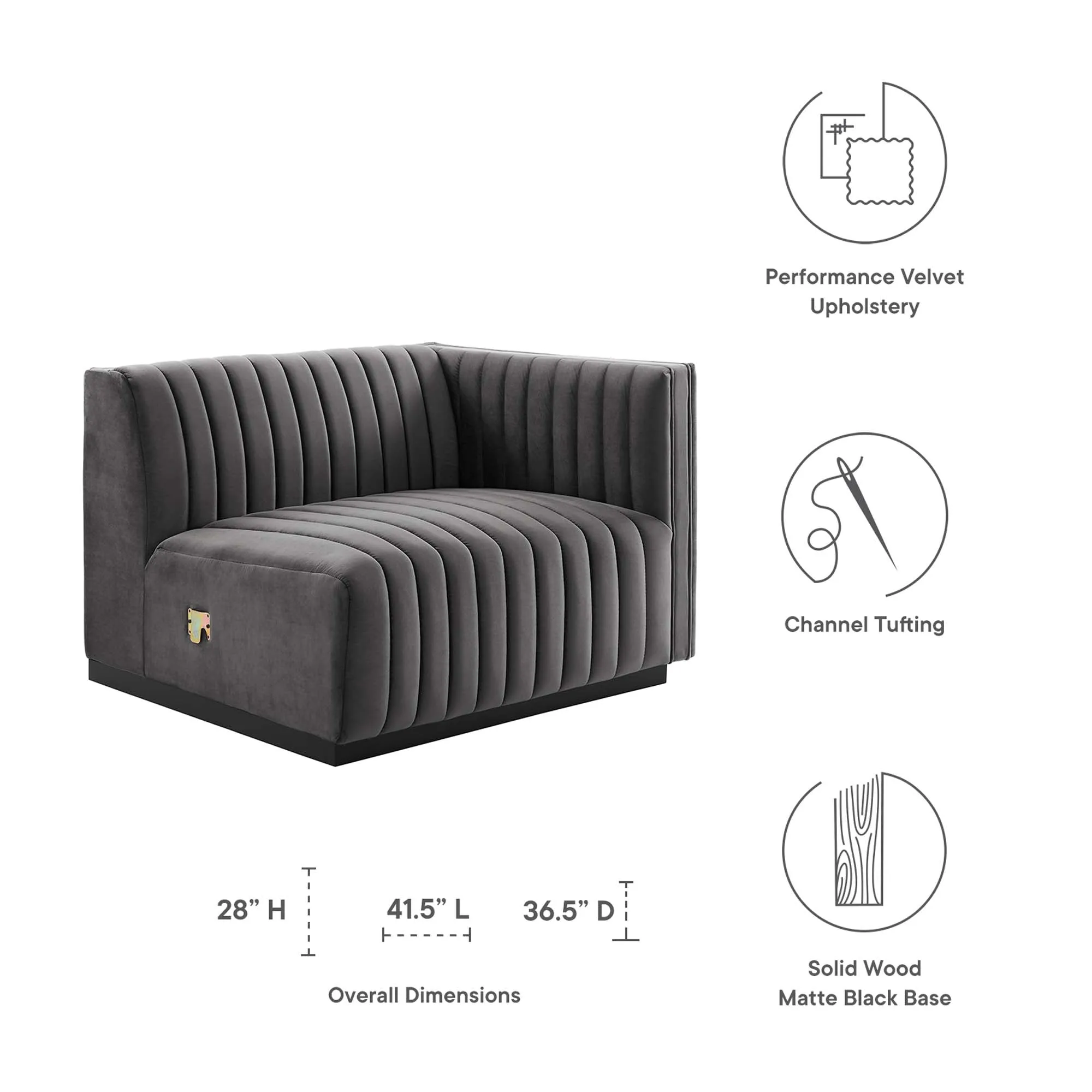 Conjure Channel Tufted Performance Velvet Right-Arm Chair by Modway